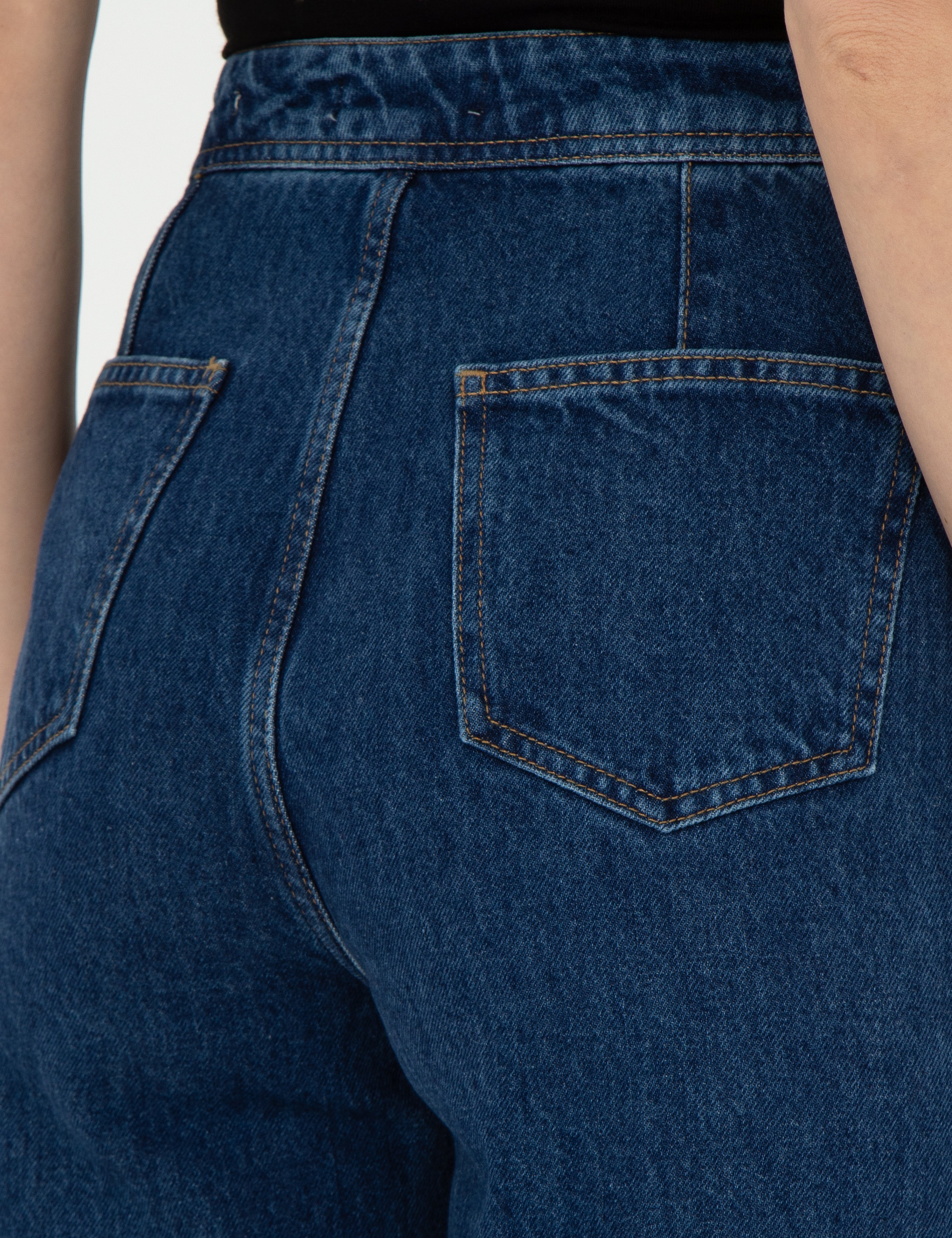 Koyu İndigo Flare Fit Jean Pantolon - Image 6