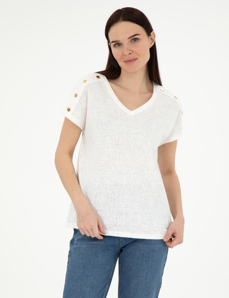 Ekru Regular Fit Tişört - 50301452005