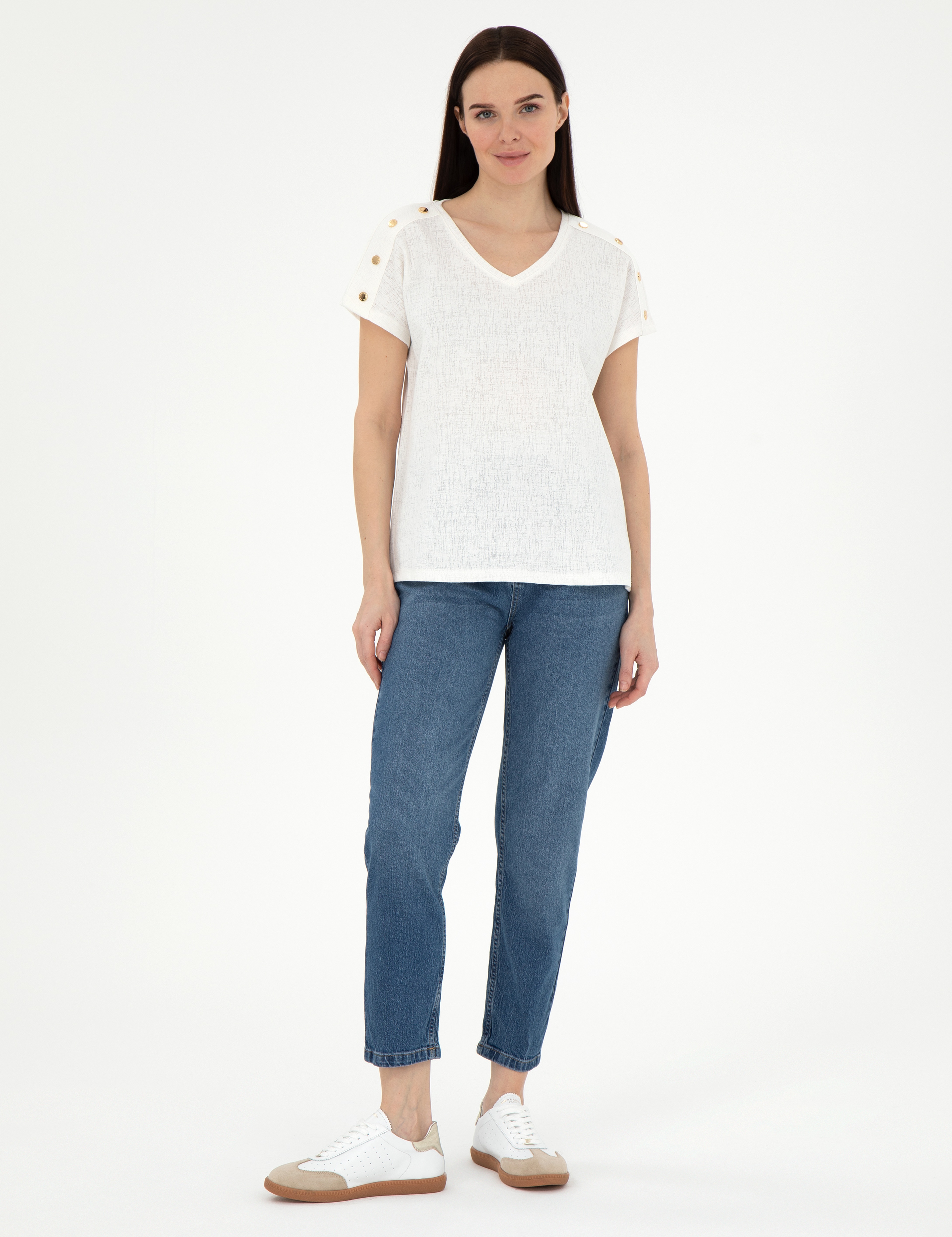 Ekru Regular Fit Tişört - Image 4