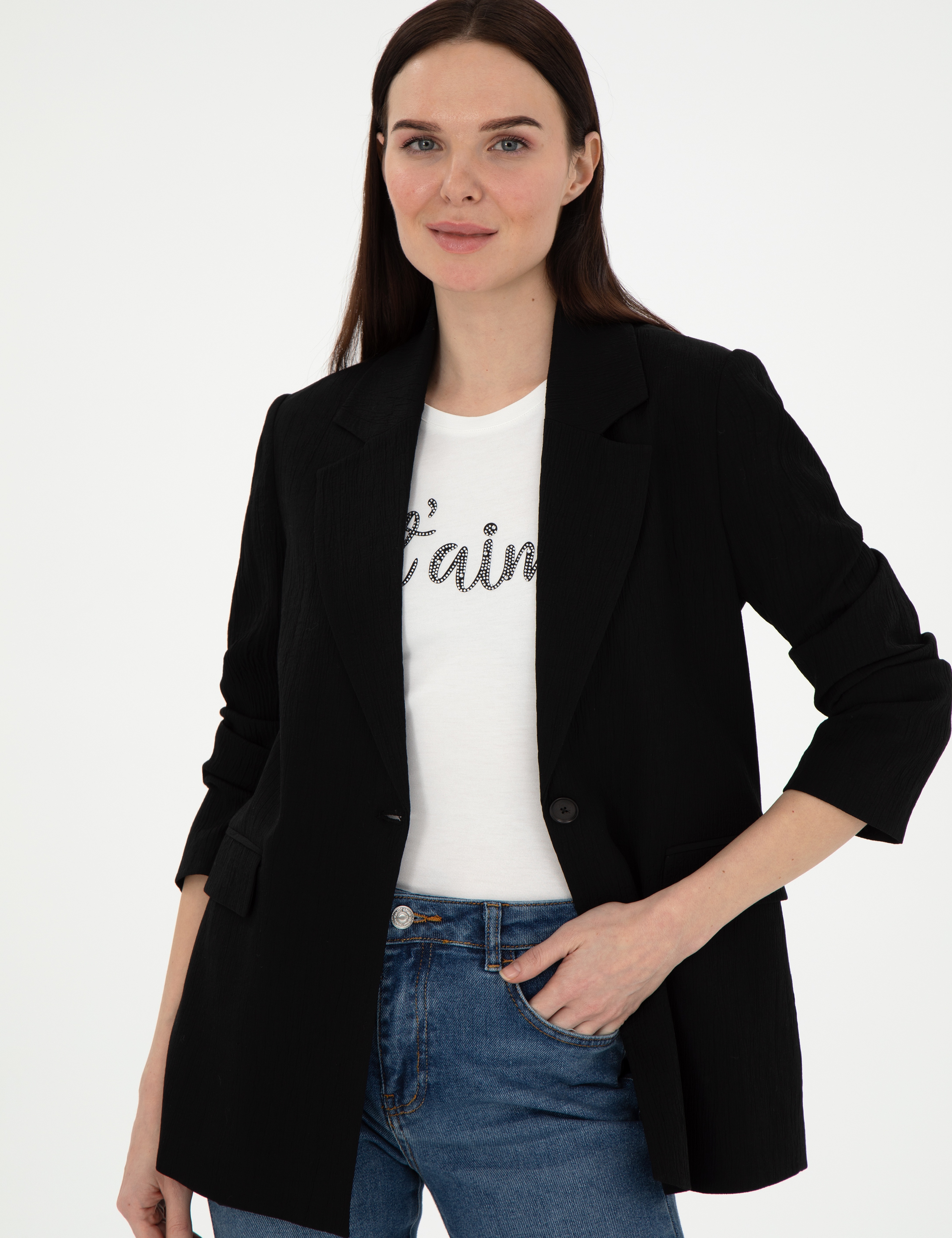 Siyah Regular Fit Ceket - Image 3
