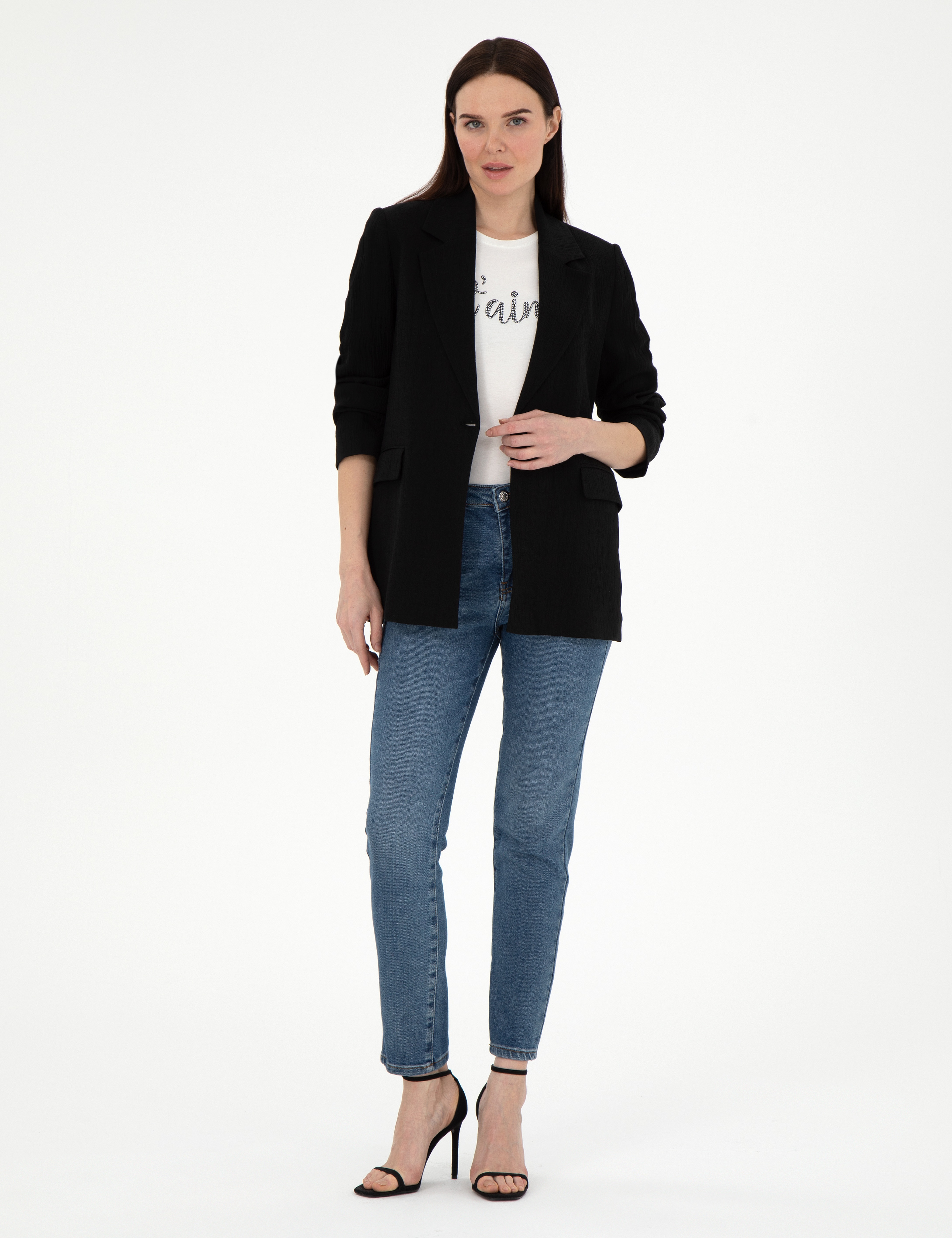 Siyah Regular Fit Ceket - Image 4
