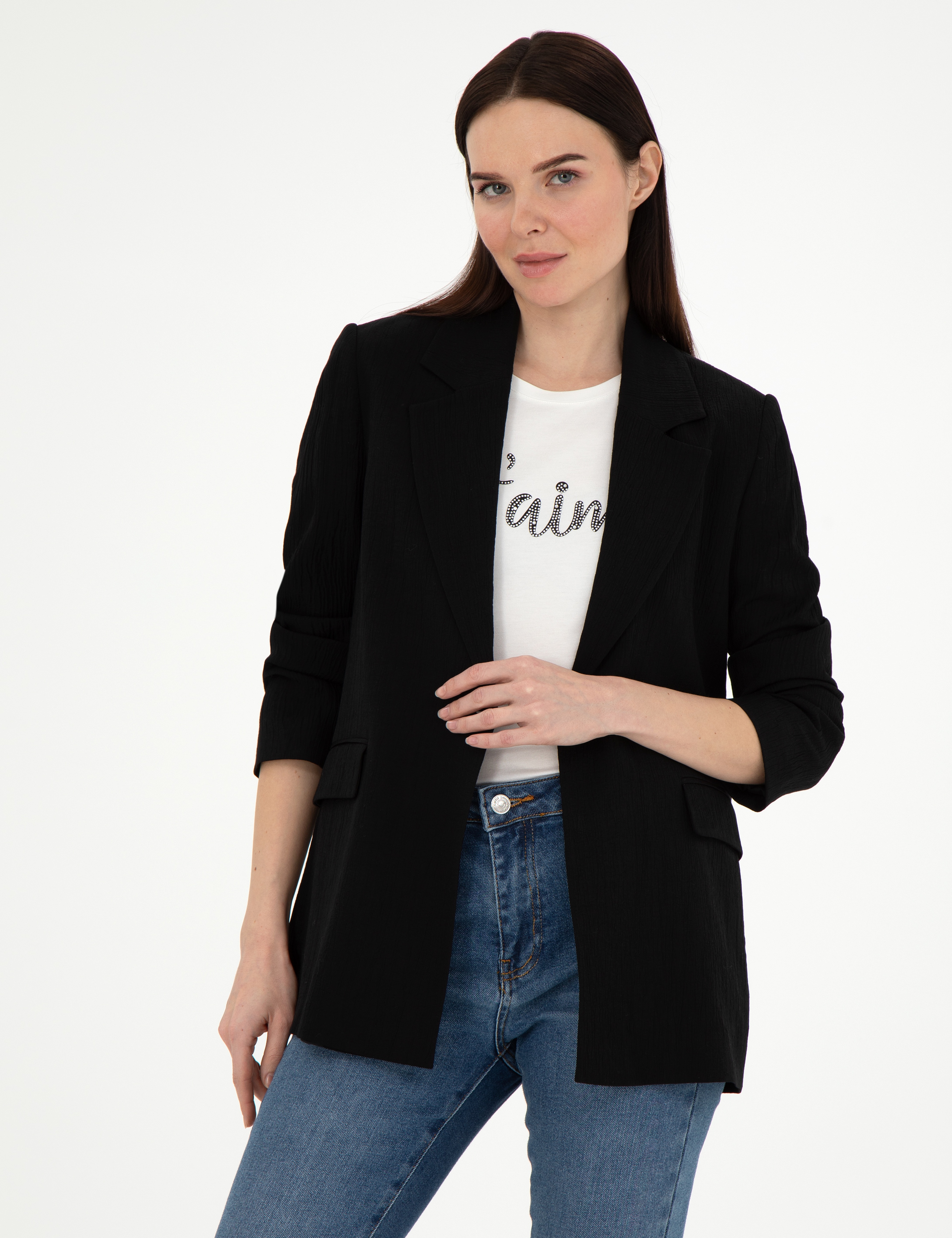 Siyah Regular Fit Ceket - Image 1