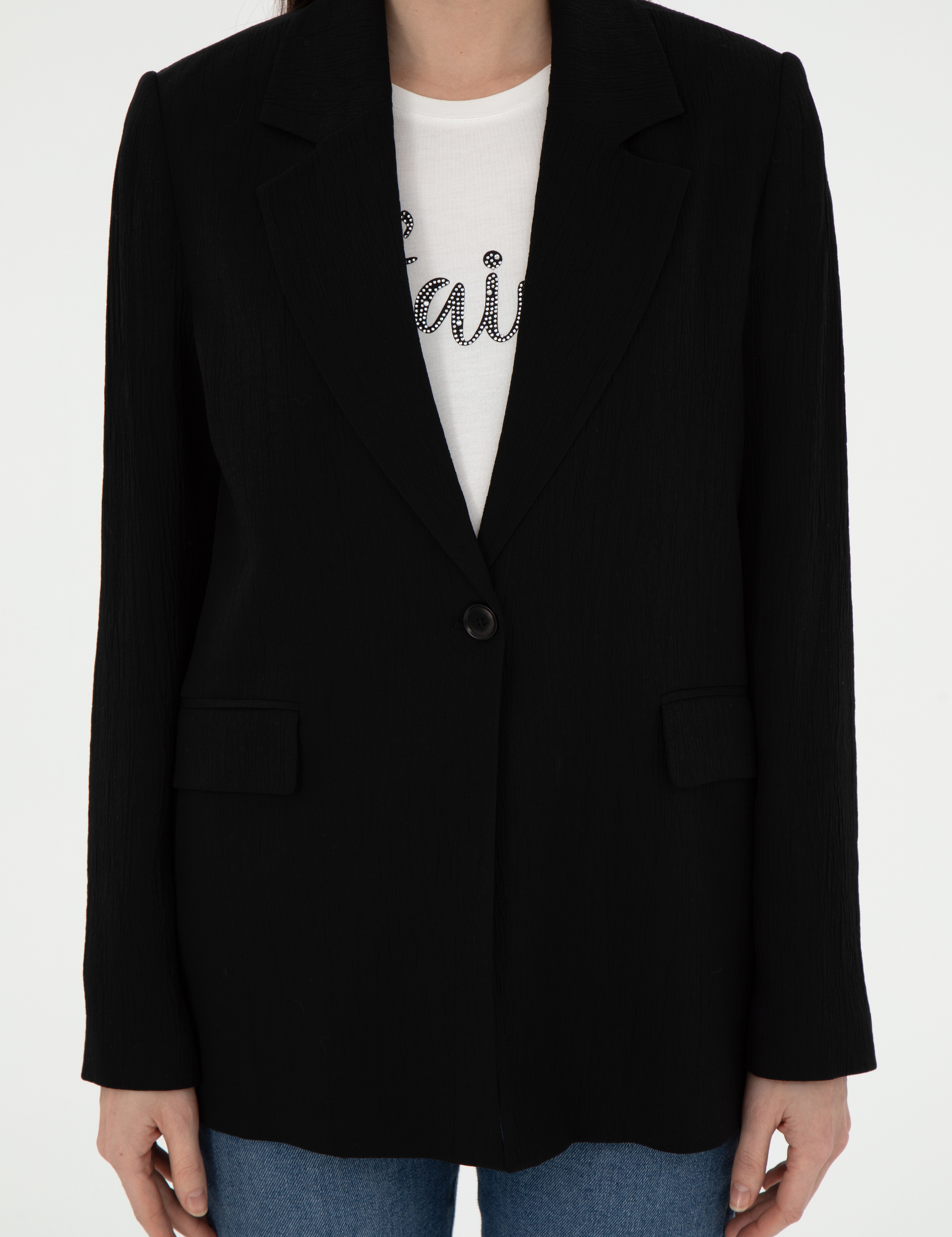 Siyah Regular Fit Ceket - Image 7