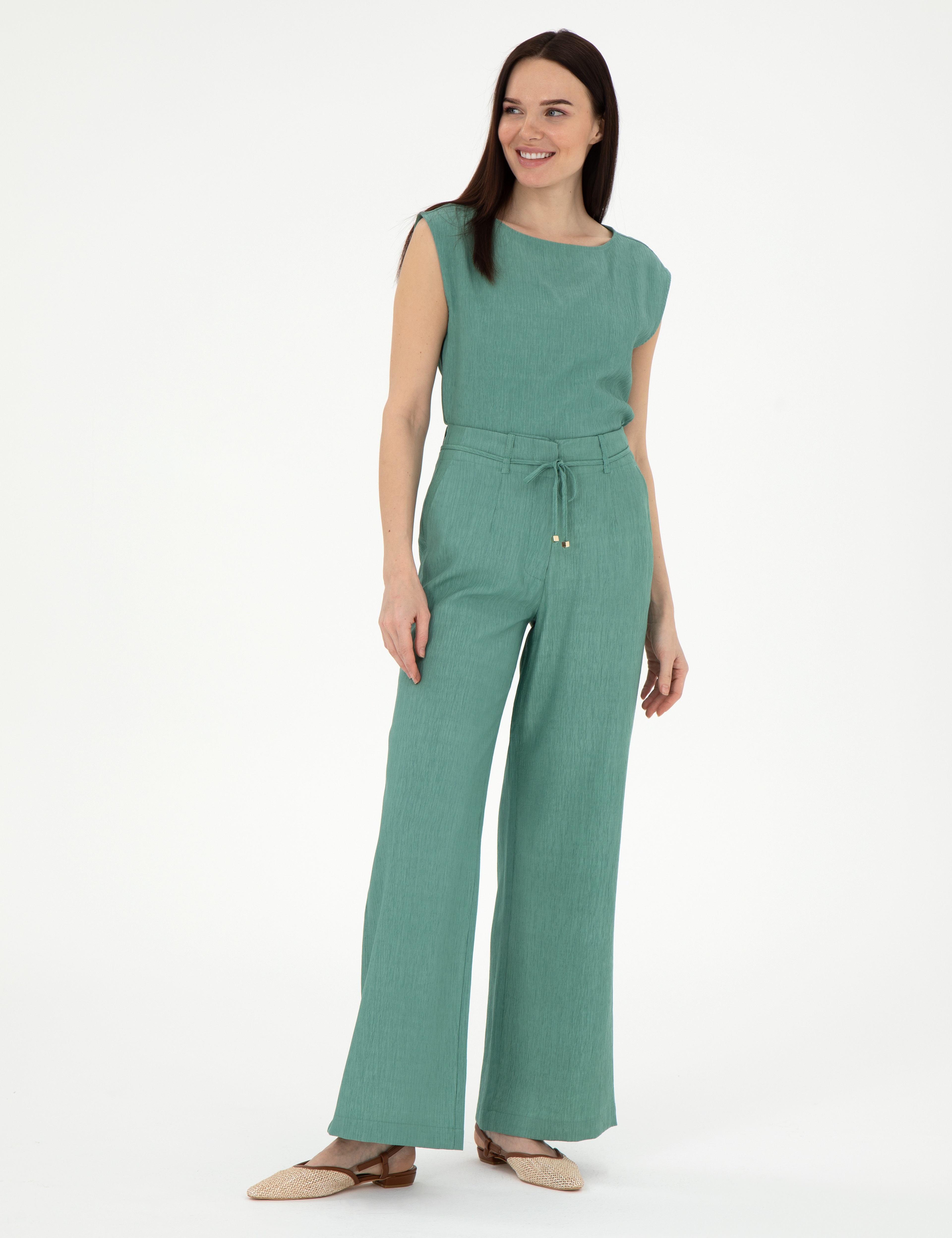 Yeşil Loose Fit Pantolon - Image 3