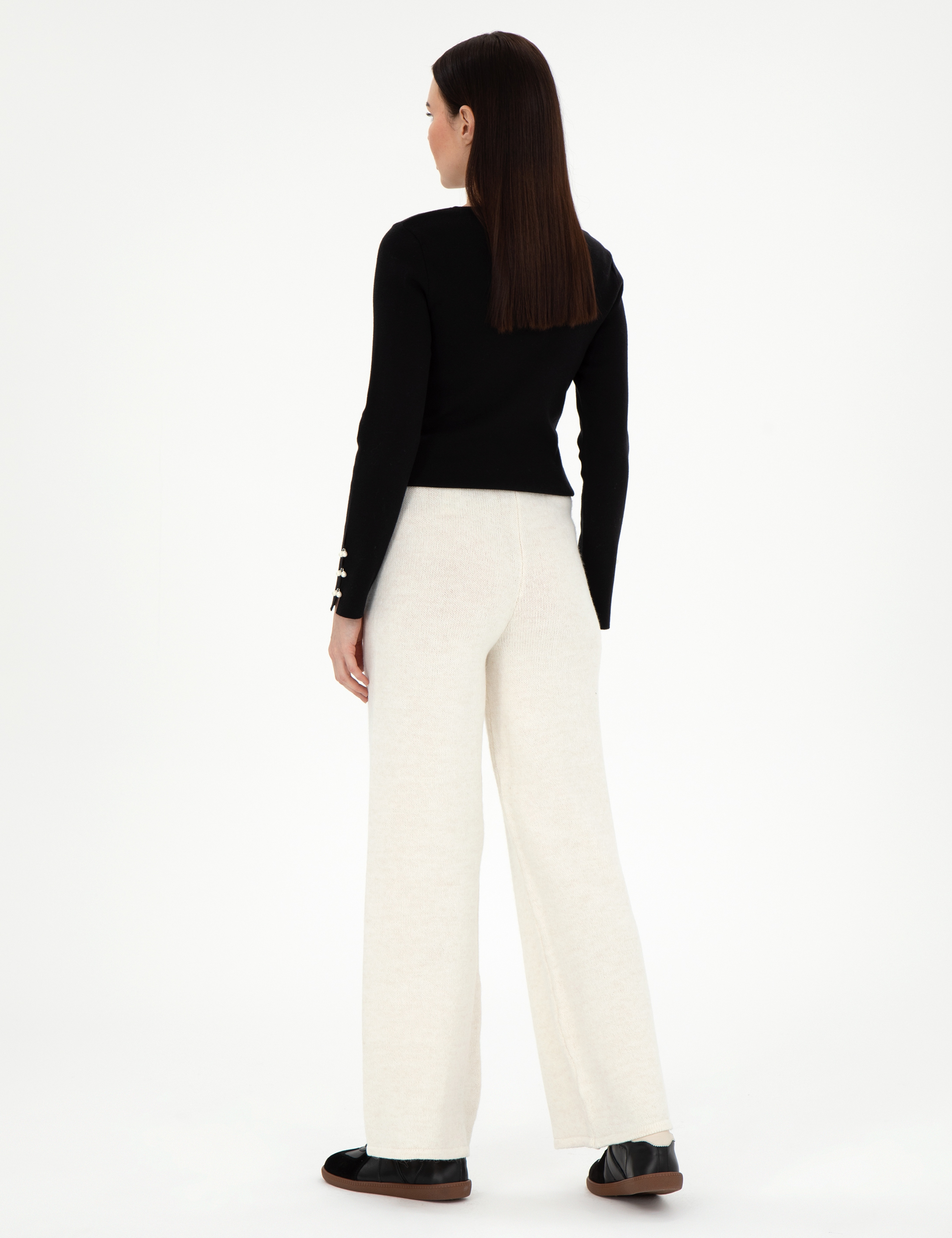 Ekru Loose Fit Triko Pantolon - Image 4