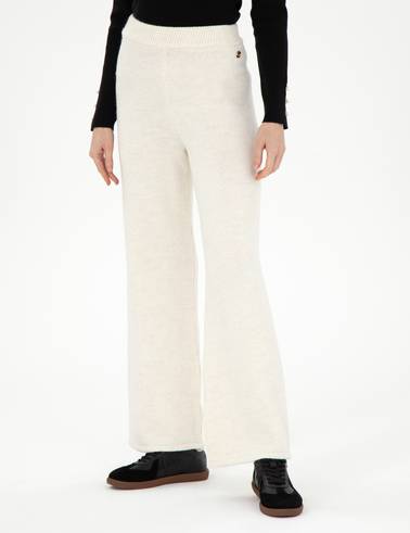 Ekru Loose Fit Triko Pantolon