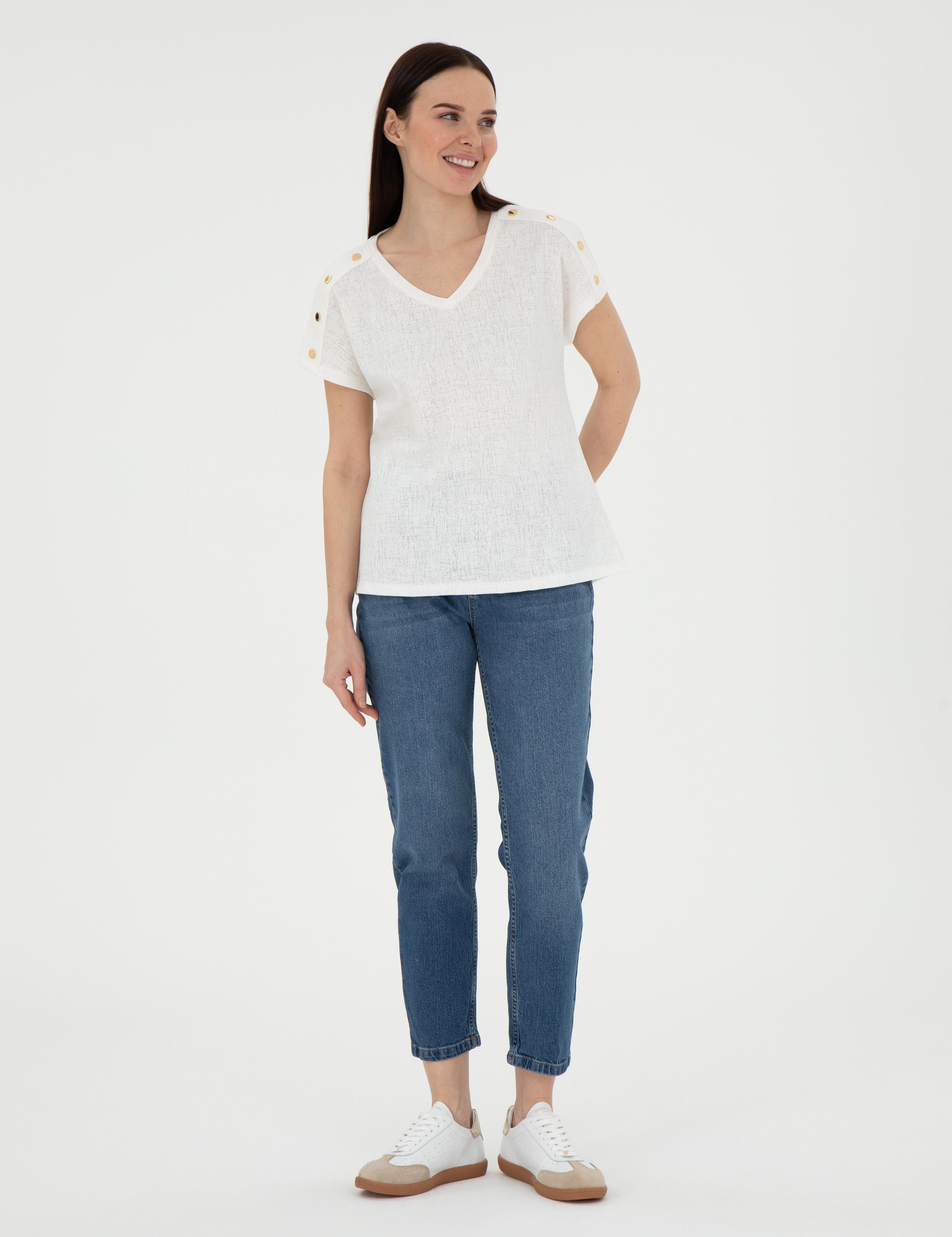 Açık Mavi Mom High Waist Fit Jean Pantolon