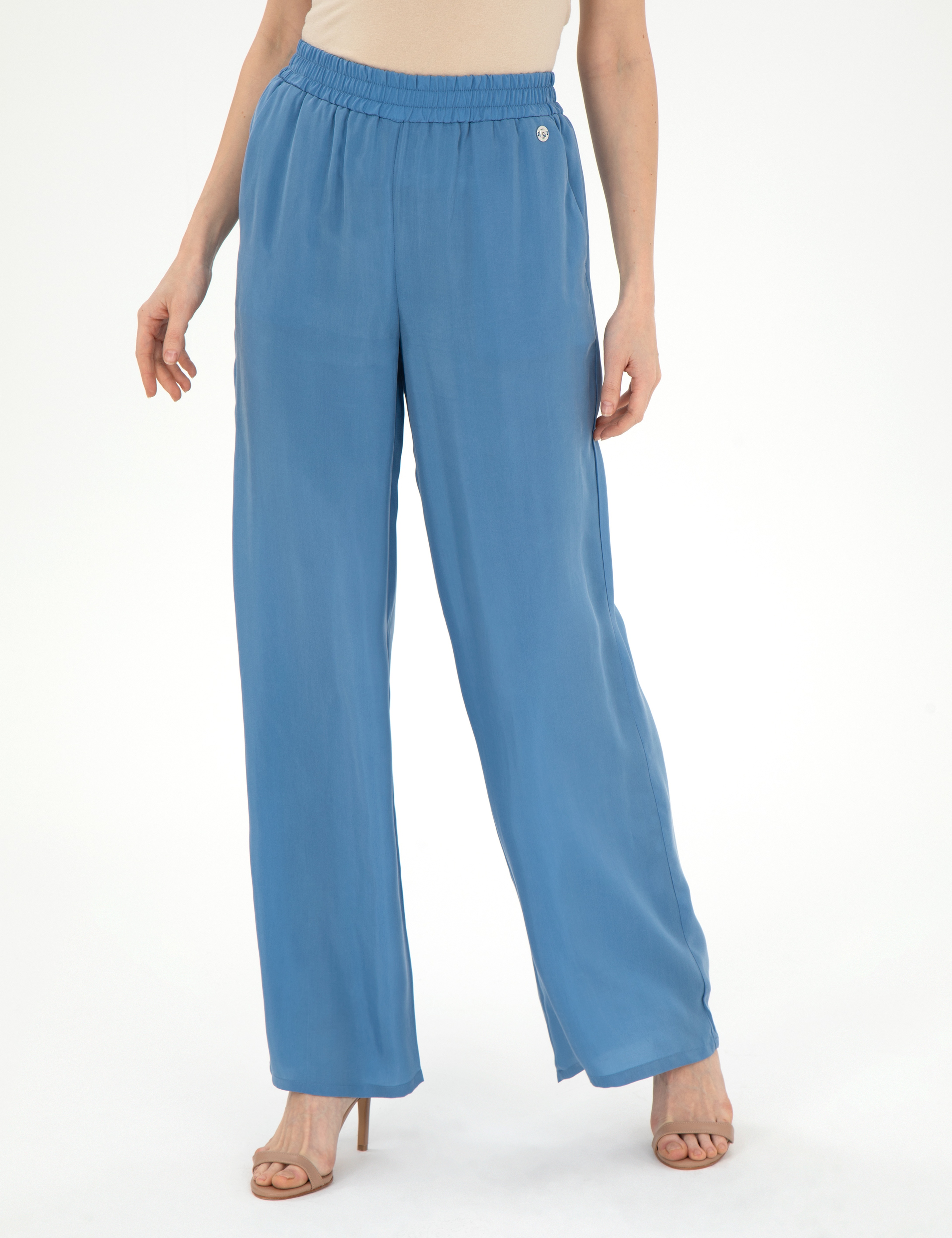 İndigo Kupro Kumaş Loose Fit Pantolon - Image 2
