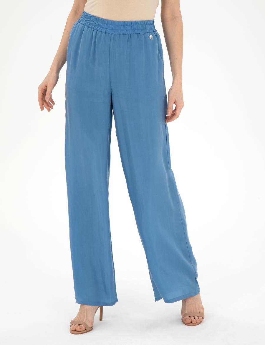 İndigo Kupro Kumaş Loose Fit Pantolon