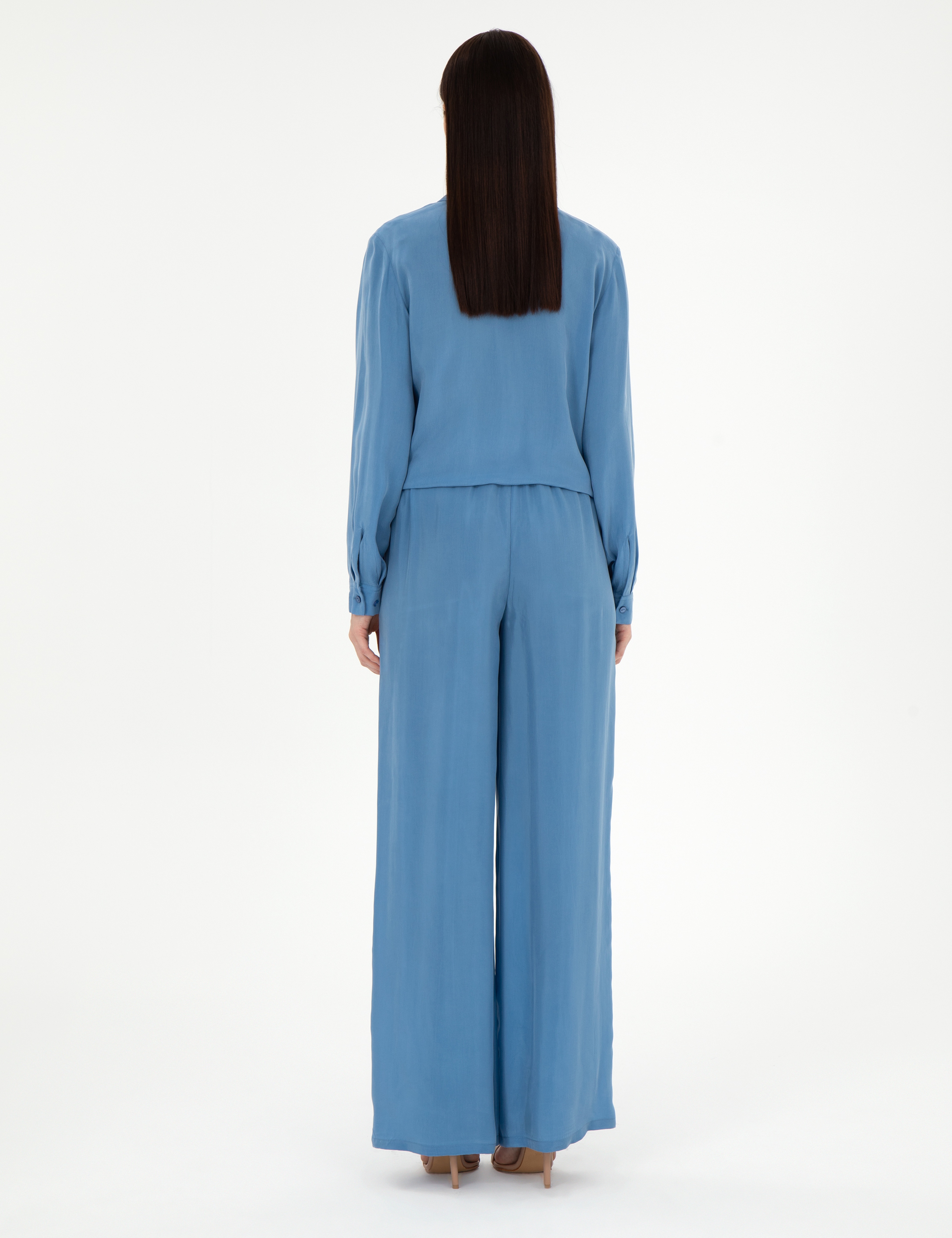 İndigo Kupro Kumaş Loose Fit Pantolon - Image 4