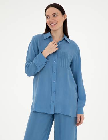 İndigo Comfort Fit Uzun Kollu Gömlek