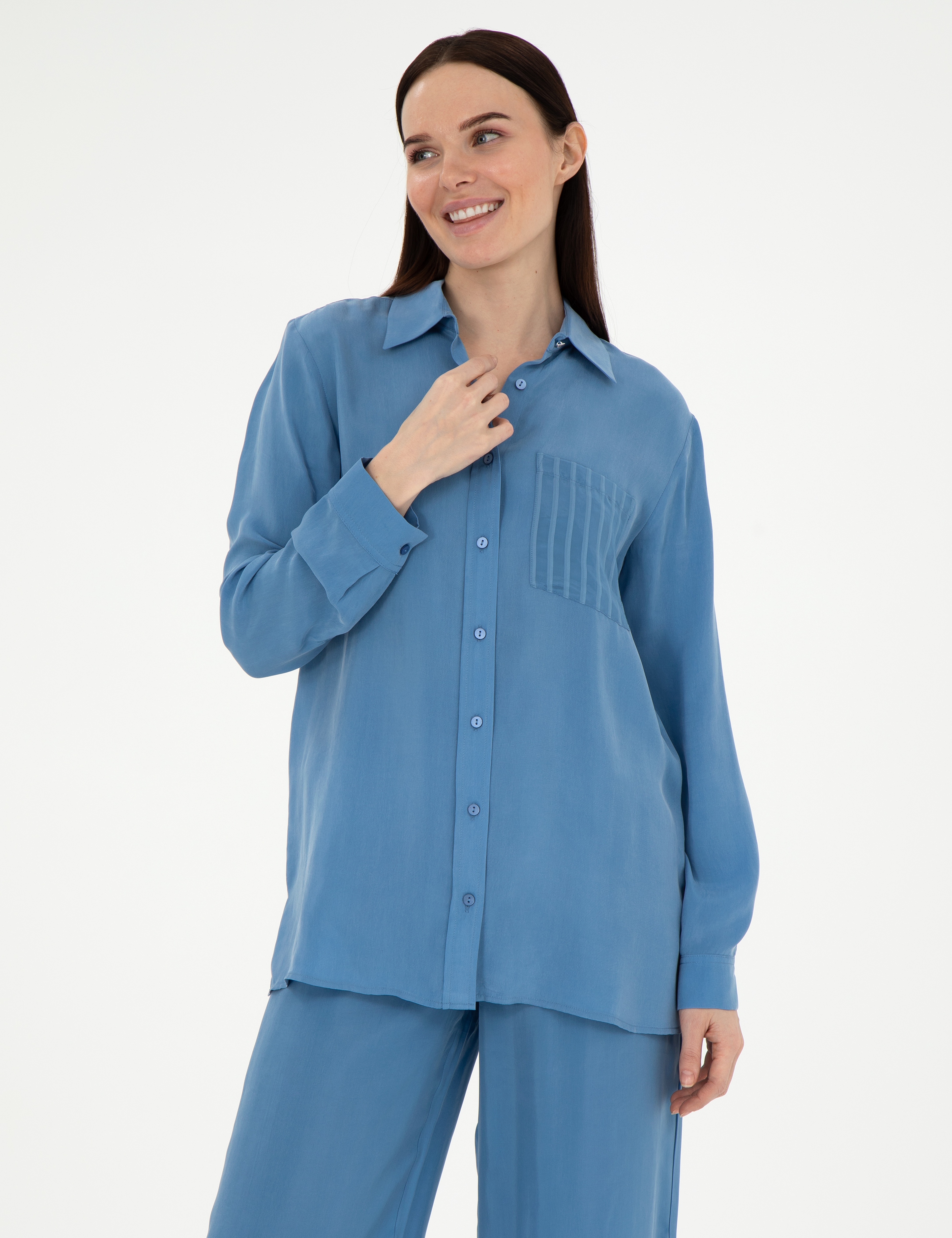İndigo Comfort Fit Uzun Kollu Gömlek - Image 1