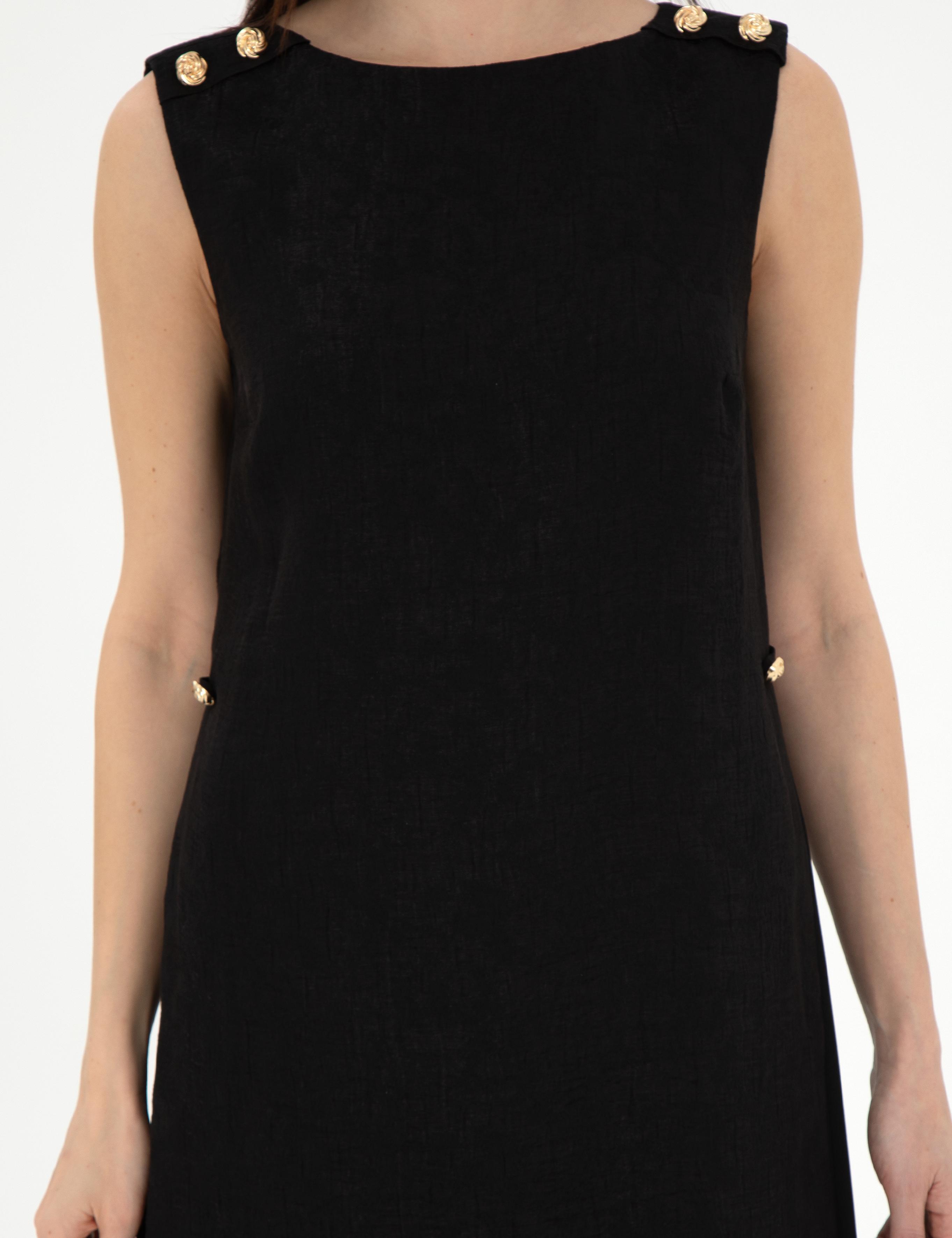 Siyah A Kesim Dokuma Elbise