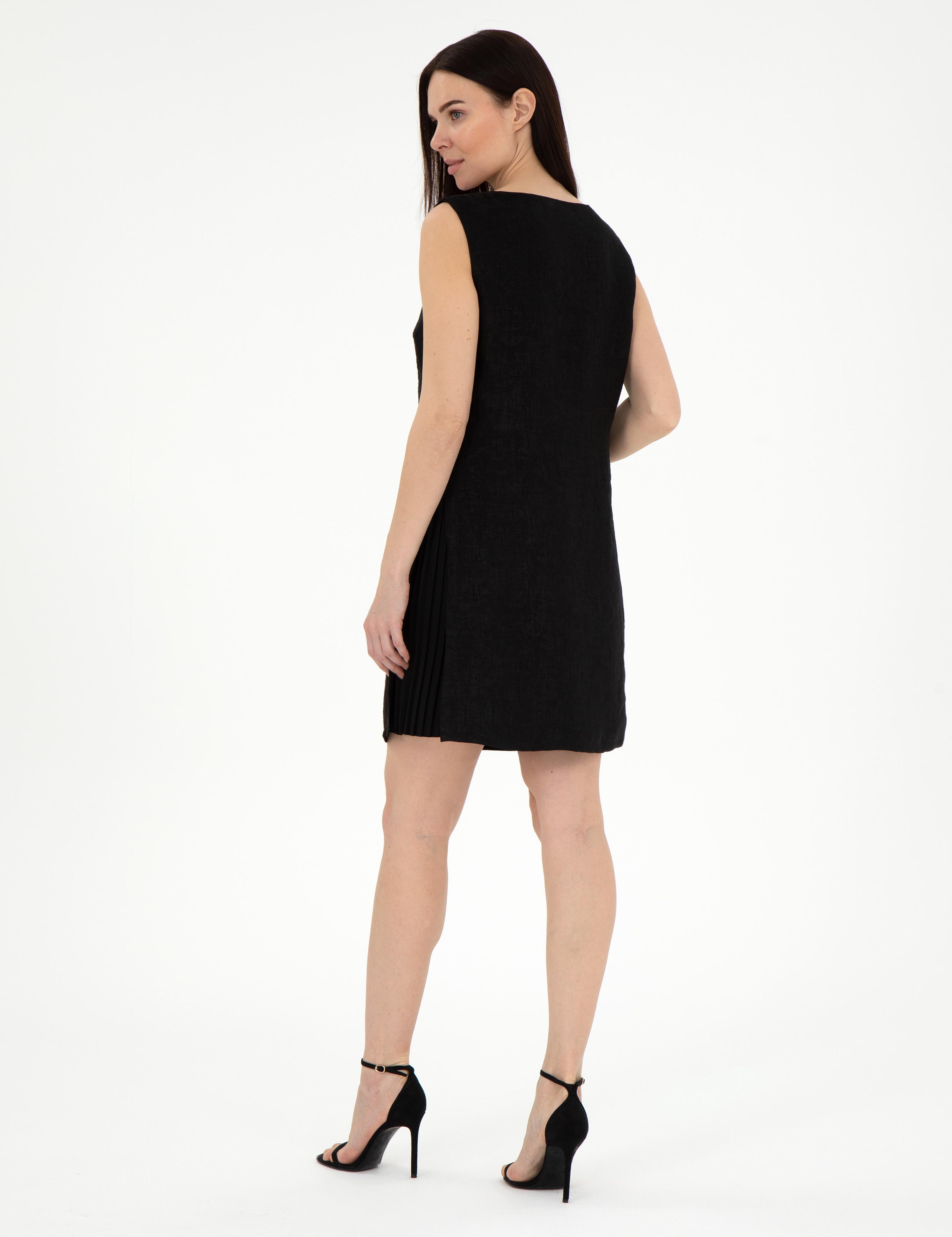 Siyah A Kesim Dokuma Elbise