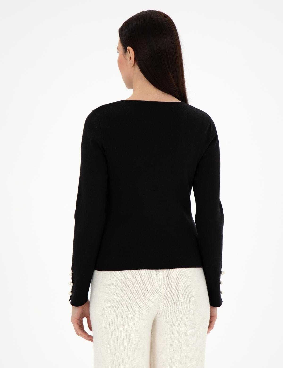 Siyah Slim Fit Kazak - 50290555018