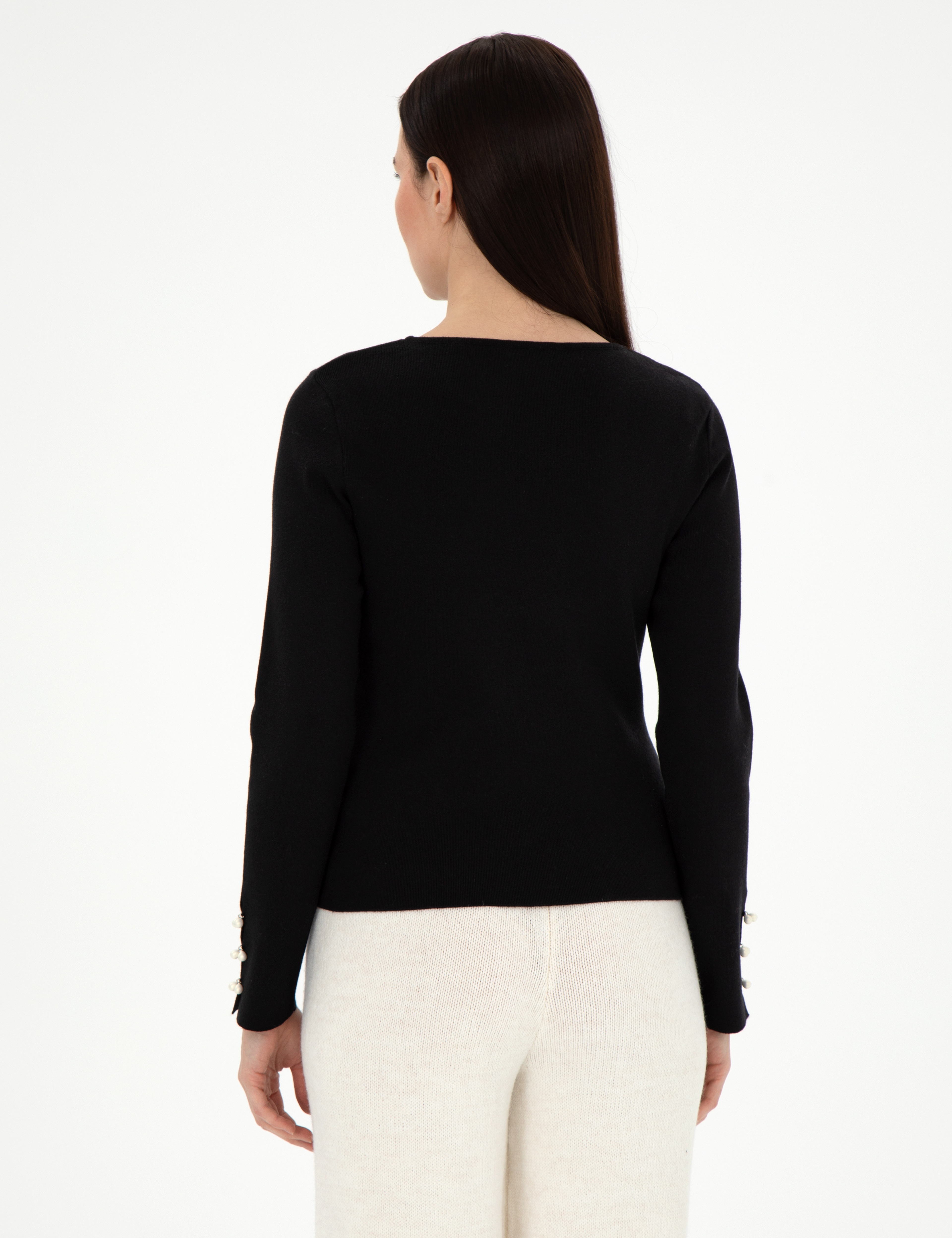 Siyah Slim Fit Kazak - Image 5