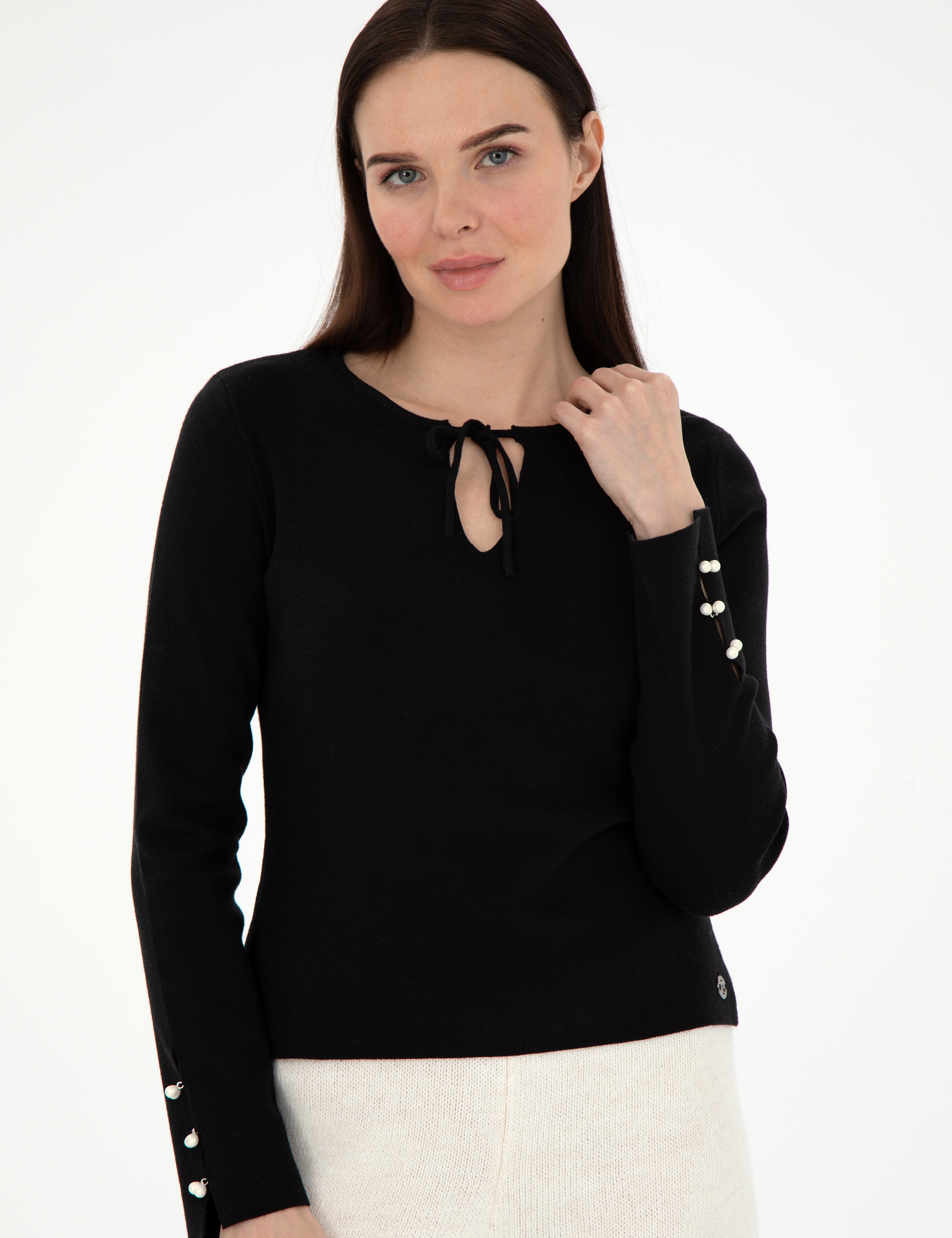 Siyah Slim Fit Kazak - Image 1
