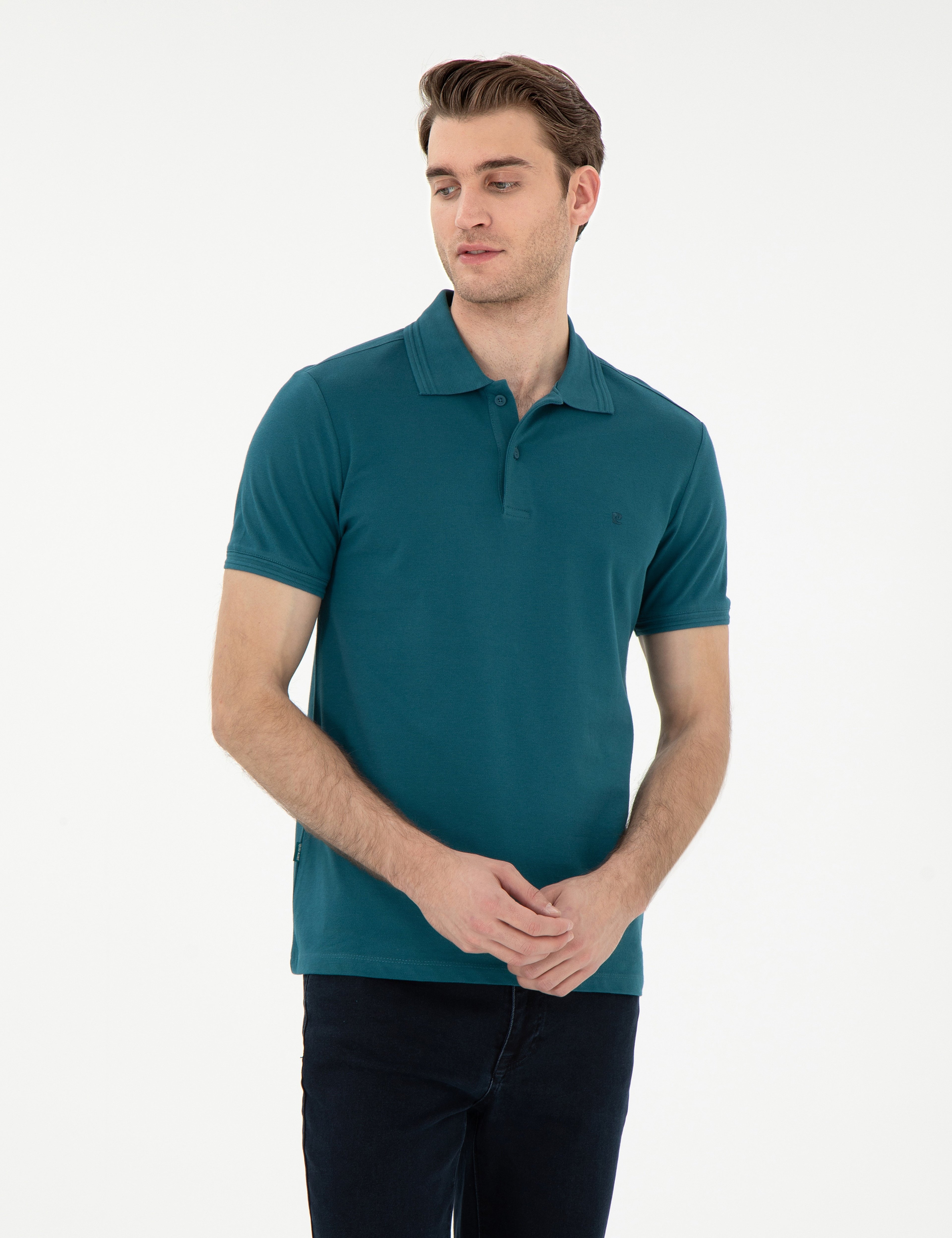 Zümrüt Slim Fit %100 Pamuk Polo Yaka Basic Tişört - Image 1