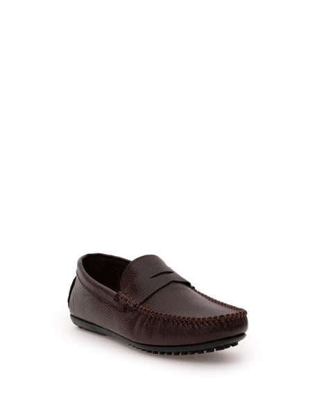 Kahverengi Kauçuk Taban %100 Deri Loafer Ayakkabı - 50310148012