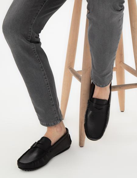Siyah Kauçuk Taban %100 Deri Loafer Ayakkabı - 50310148002