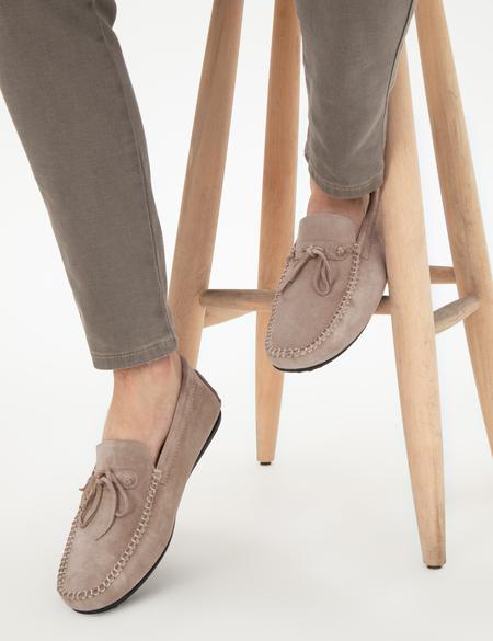 Bej Kauçuk Taban %100 Deri Loafer Ayakkabı - 50310192003