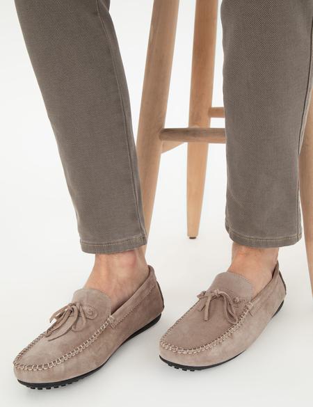 Bej Kauçuk Taban %100 Deri Loafer Ayakkabı - 50310192003