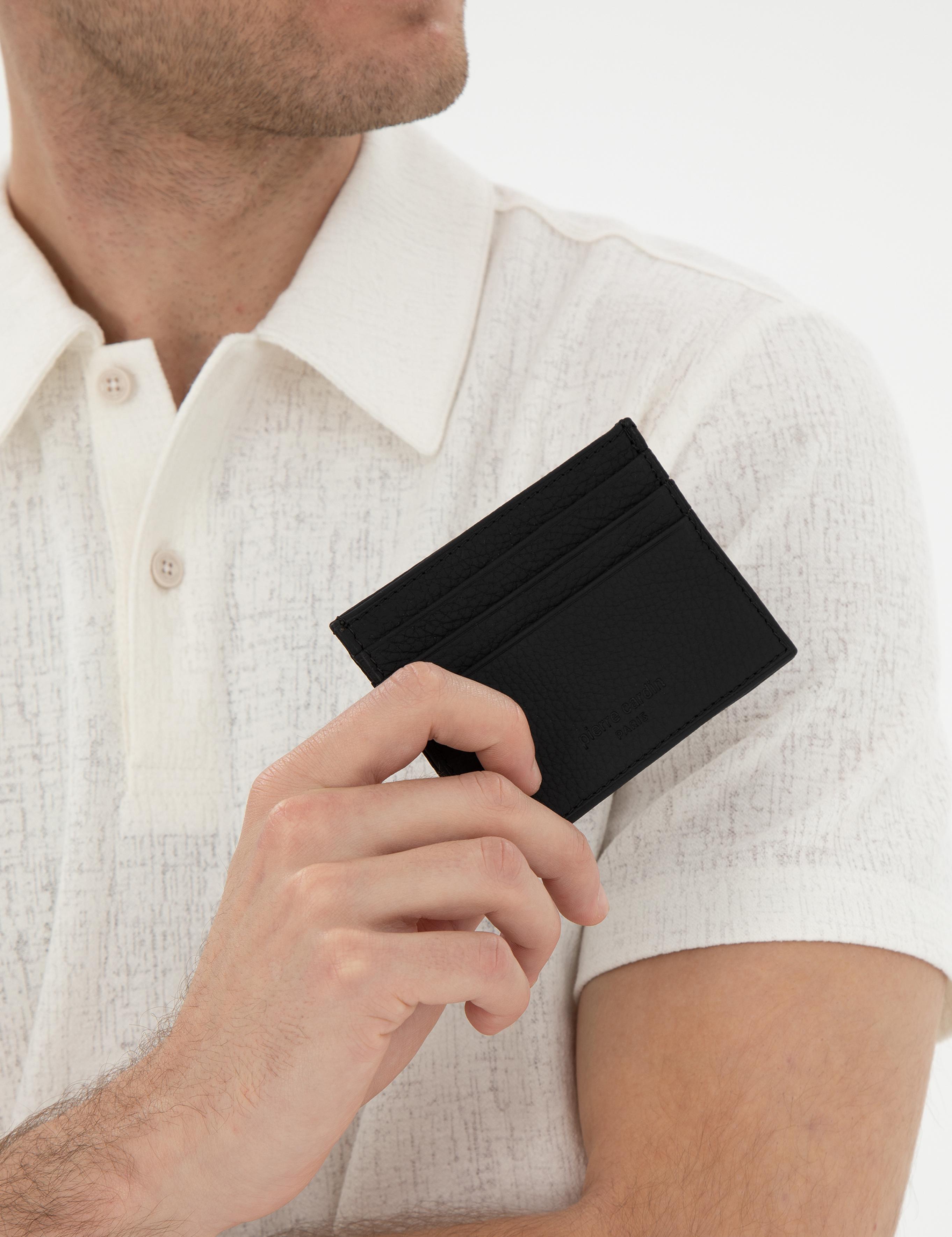 Erkek Siyah Deri Kartlık