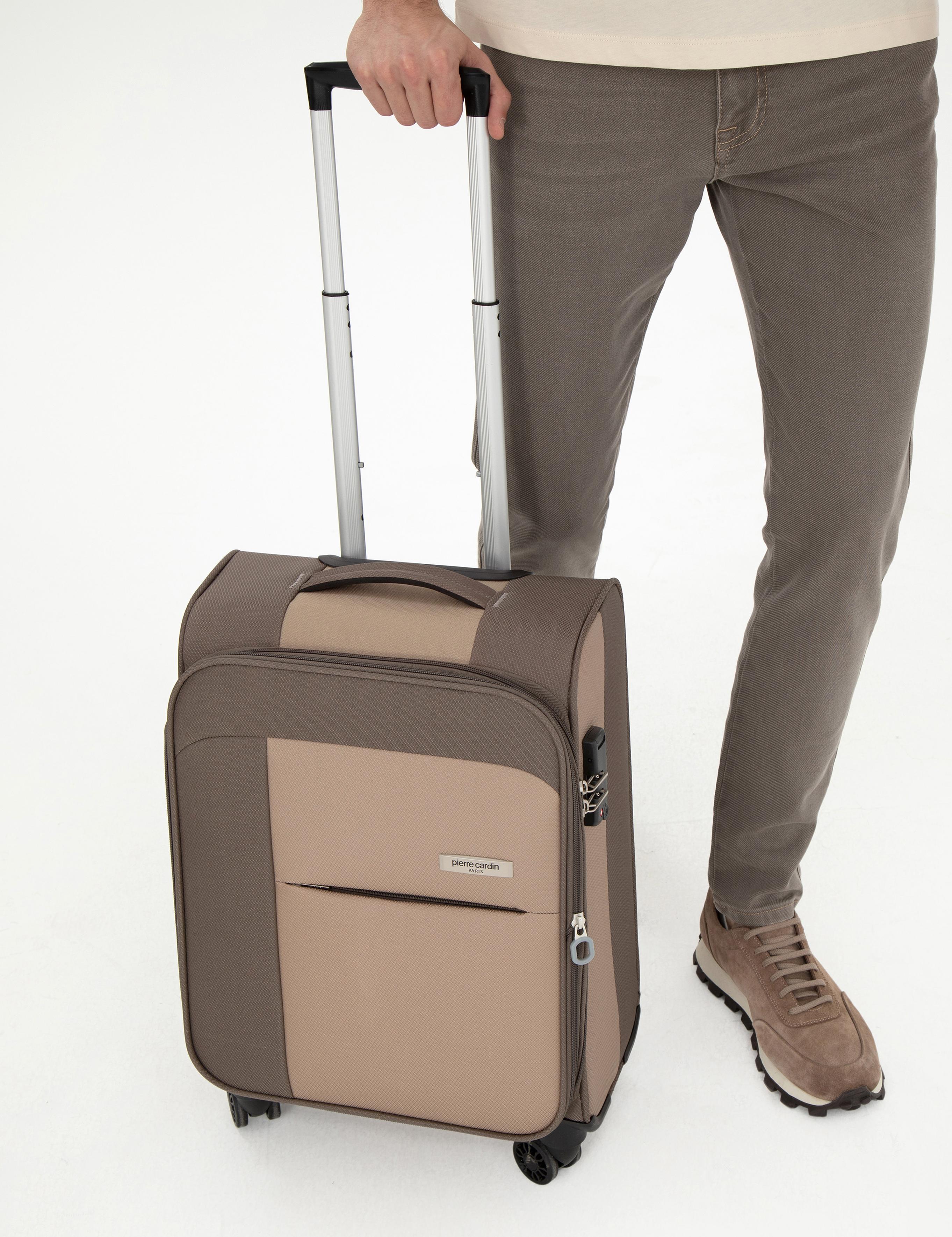 Bej Kabin Boy Kumaş Valiz