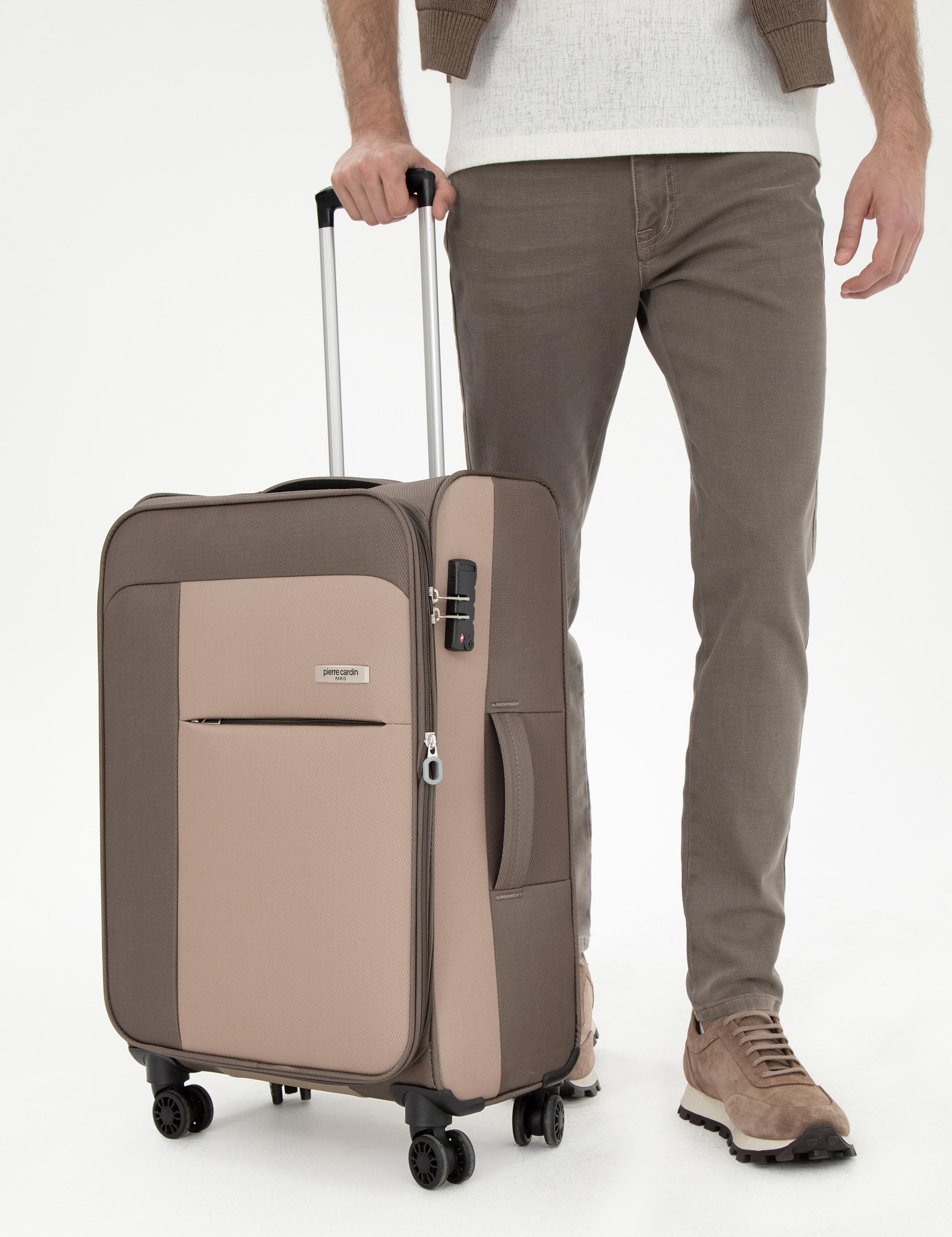 Bej Orta Boy Kumaş Valiz