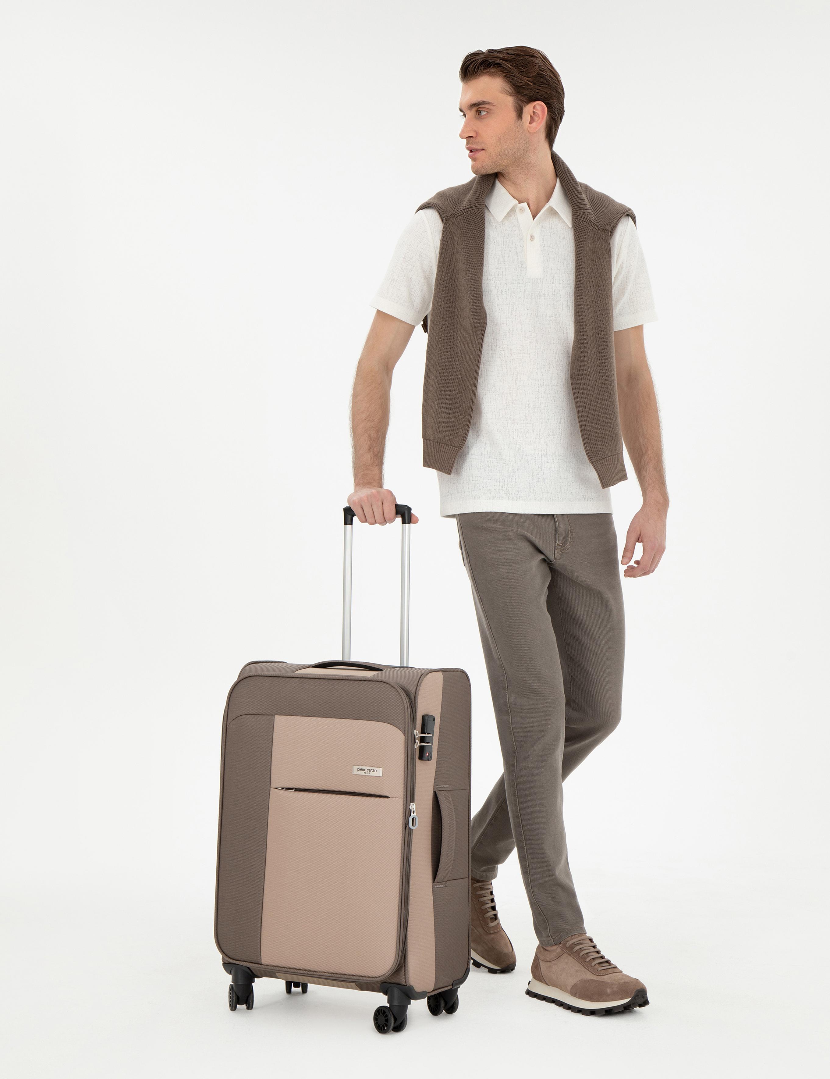 Bej Orta Boy Kumaş Valiz