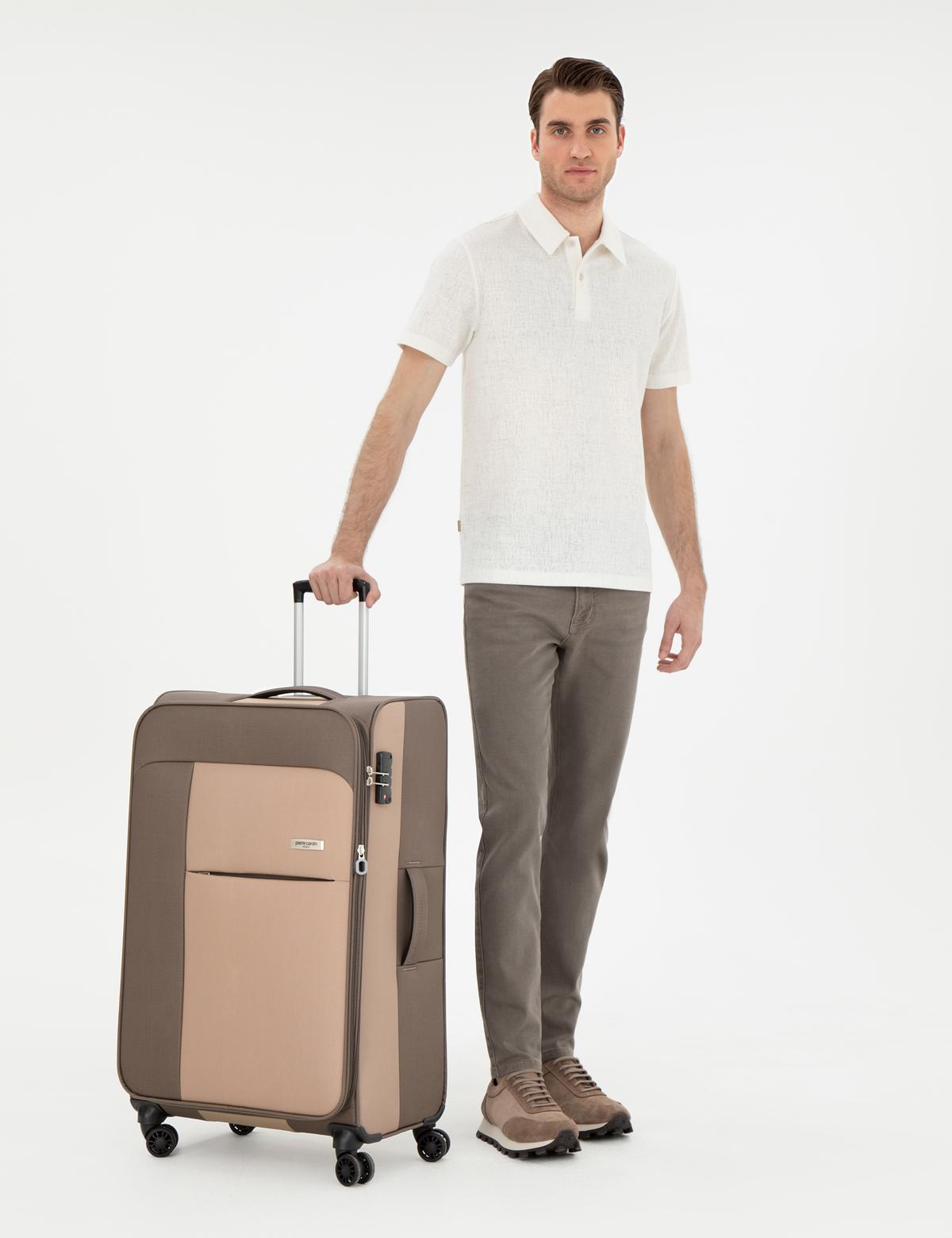 Bej Büyük Boy Kumaş Valiz