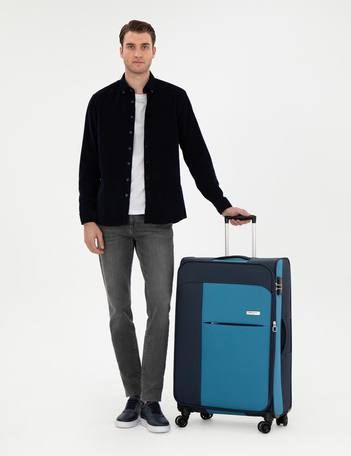 Lacivert Büyük Boy Kumaş Valiz