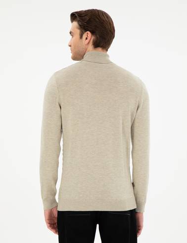 Kum Melanj Slim Fit Balıkçı Yaka Triko Kazak