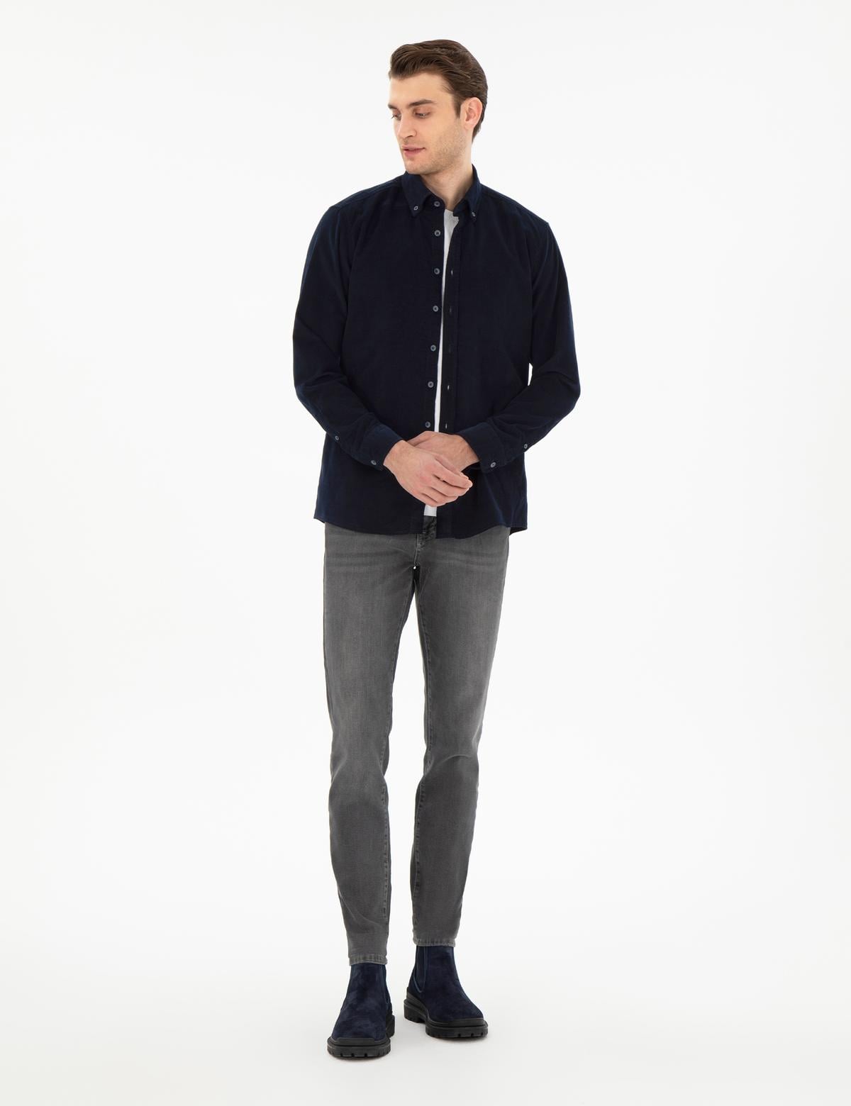 Lacivert Regular Fit Uzun Kollu Gömlek - 50292347043