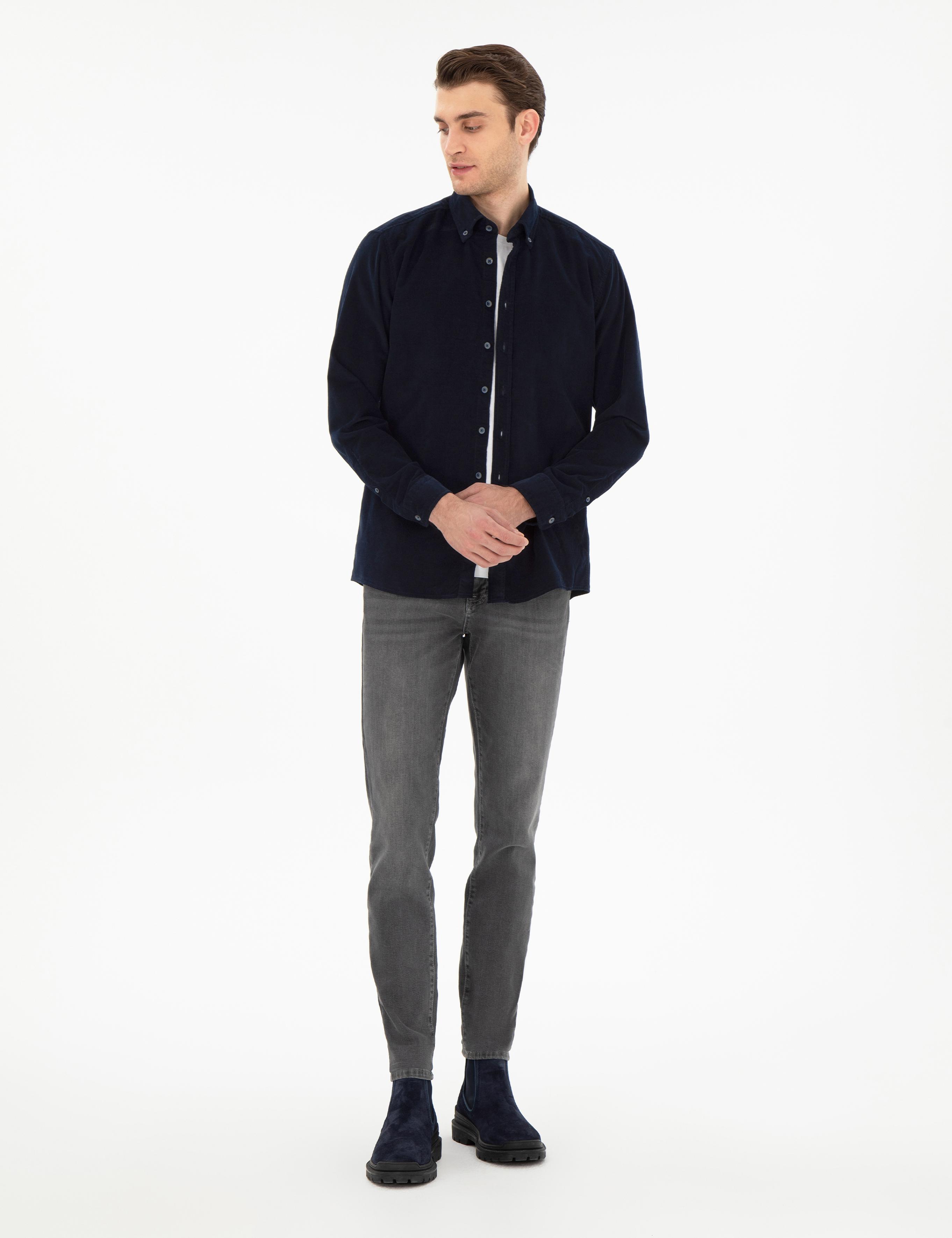 Lacivert Regular Fit Uzun Kollu Gömlek