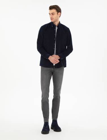 Lacivert Regular Fit Uzun Kollu Gömlek