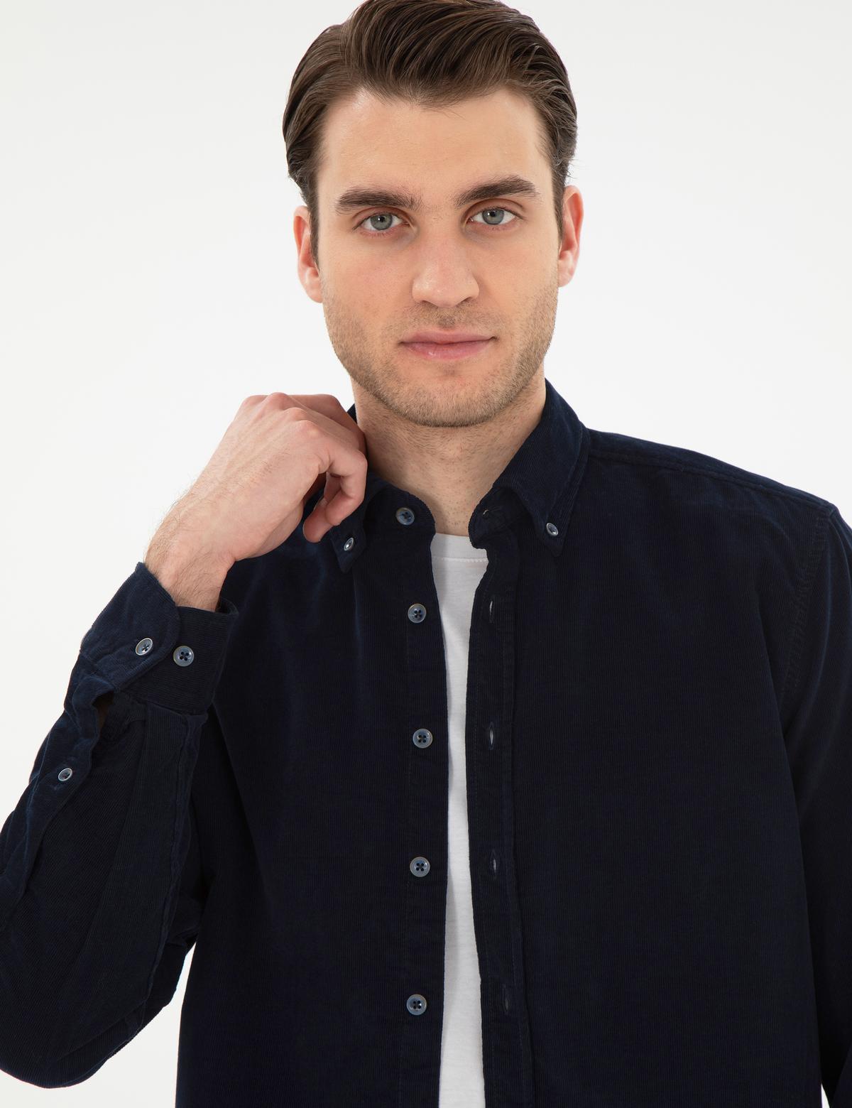 Lacivert Regular Fit Uzun Kollu Gömlek - 50292347043