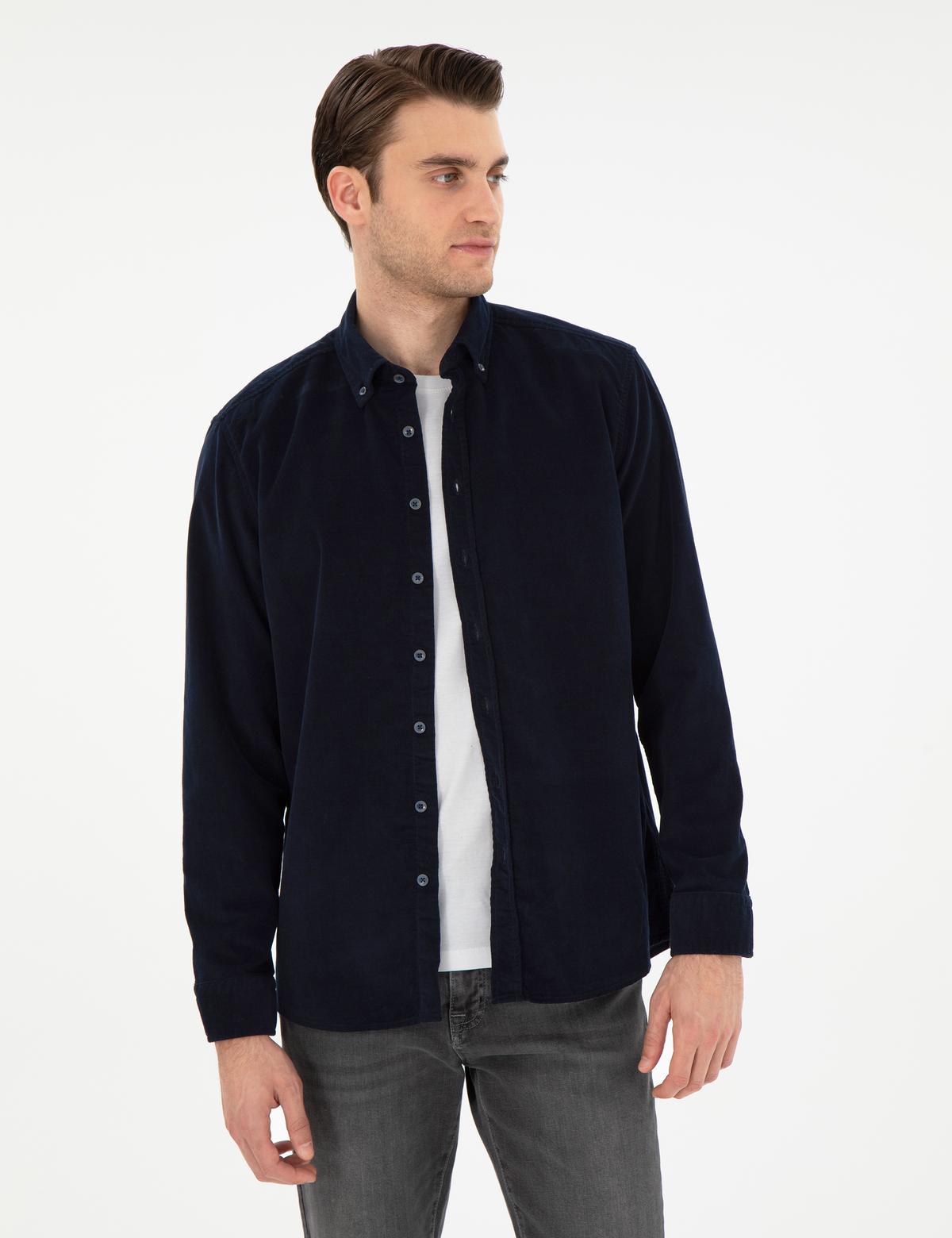 Lacivert Regular Fit Uzun Kollu Gömlek - 50292347043