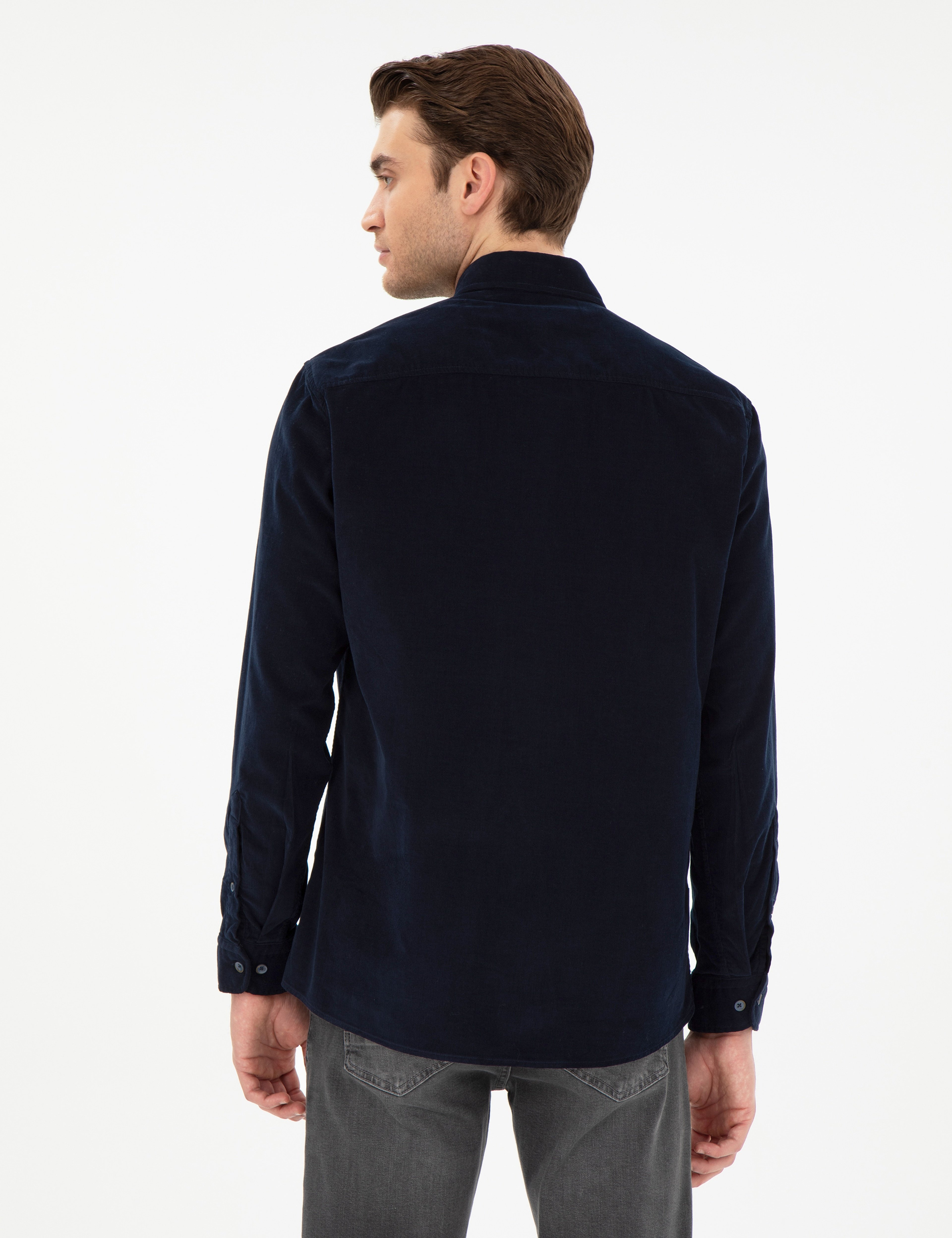 Lacivert Regular Fit Uzun Kollu Gömlek - Image 5