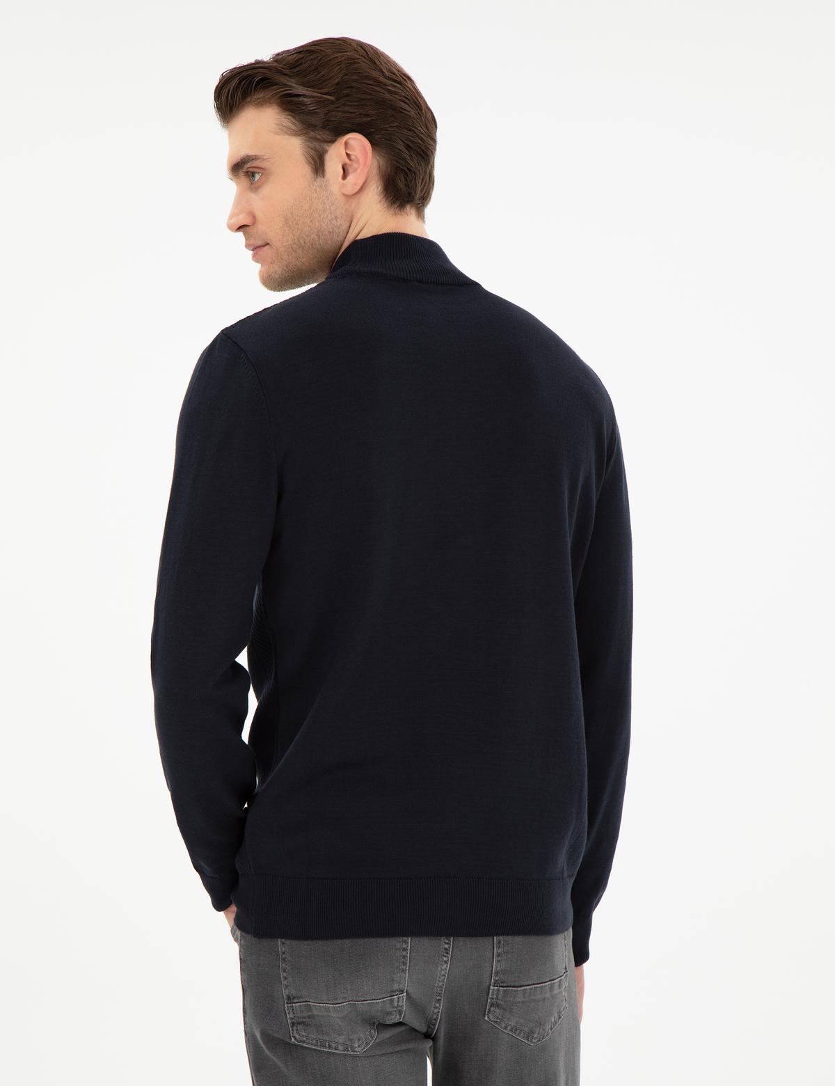 Lacivert Slim Fit Yarım Balıkçı Triko Kazak - 50300498016