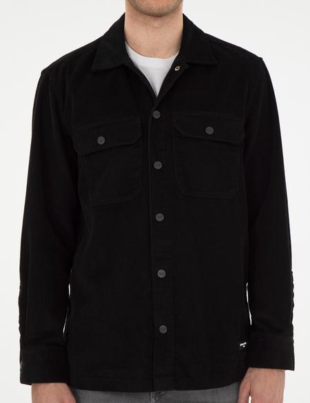 Siyah Klasik Yaka Çift Cepli Oversize Gömlek Ceket - 50293183005