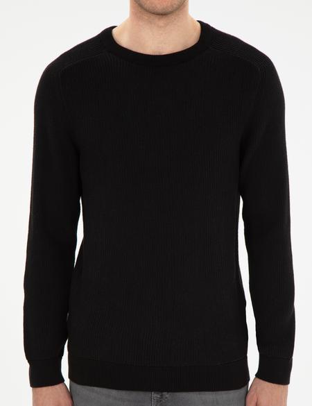 Siyah Slim Fit Bisiklet Yaka Triko Kazak - 50297117001