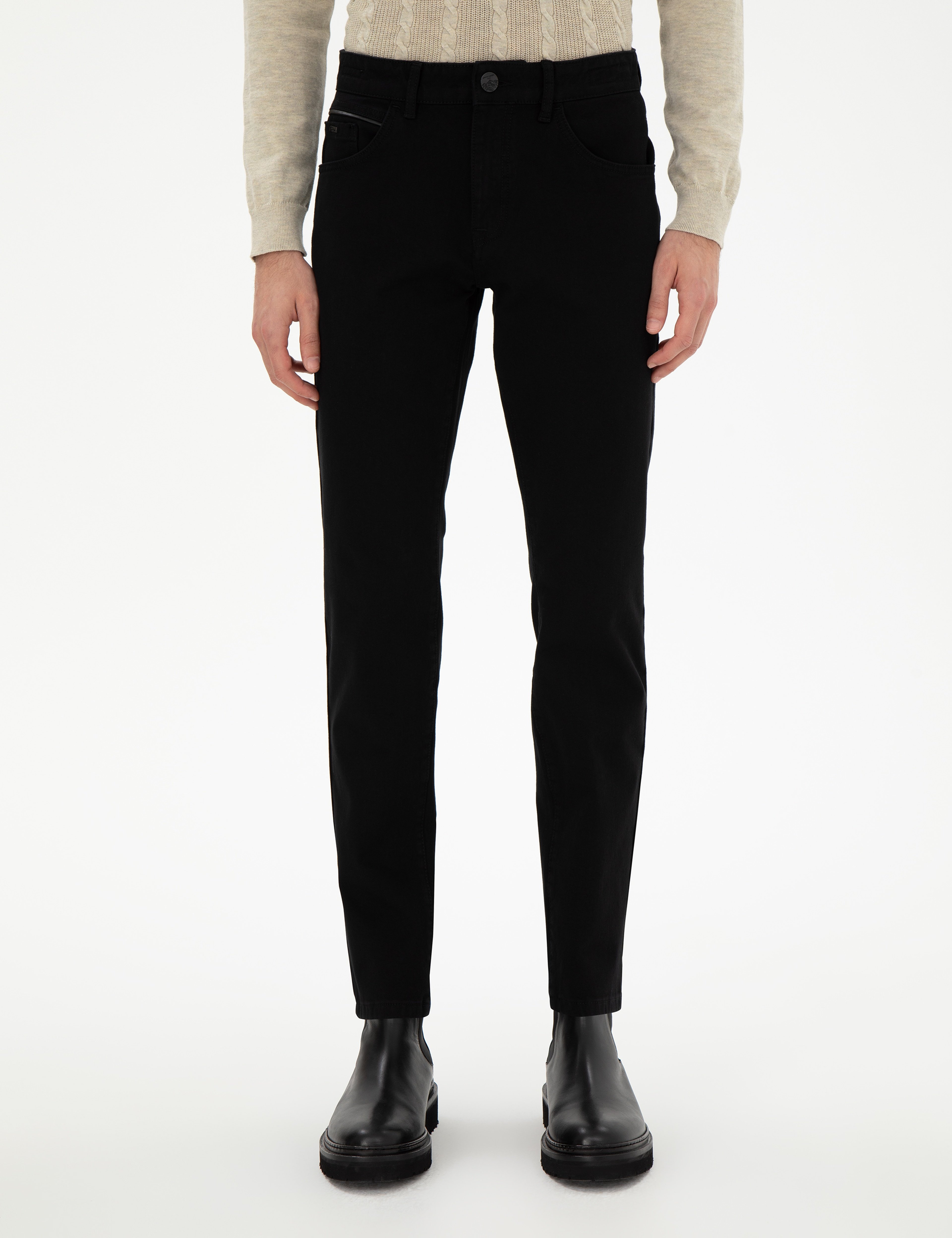 Siyah Slim Fit Jean Pantolon - Image 2