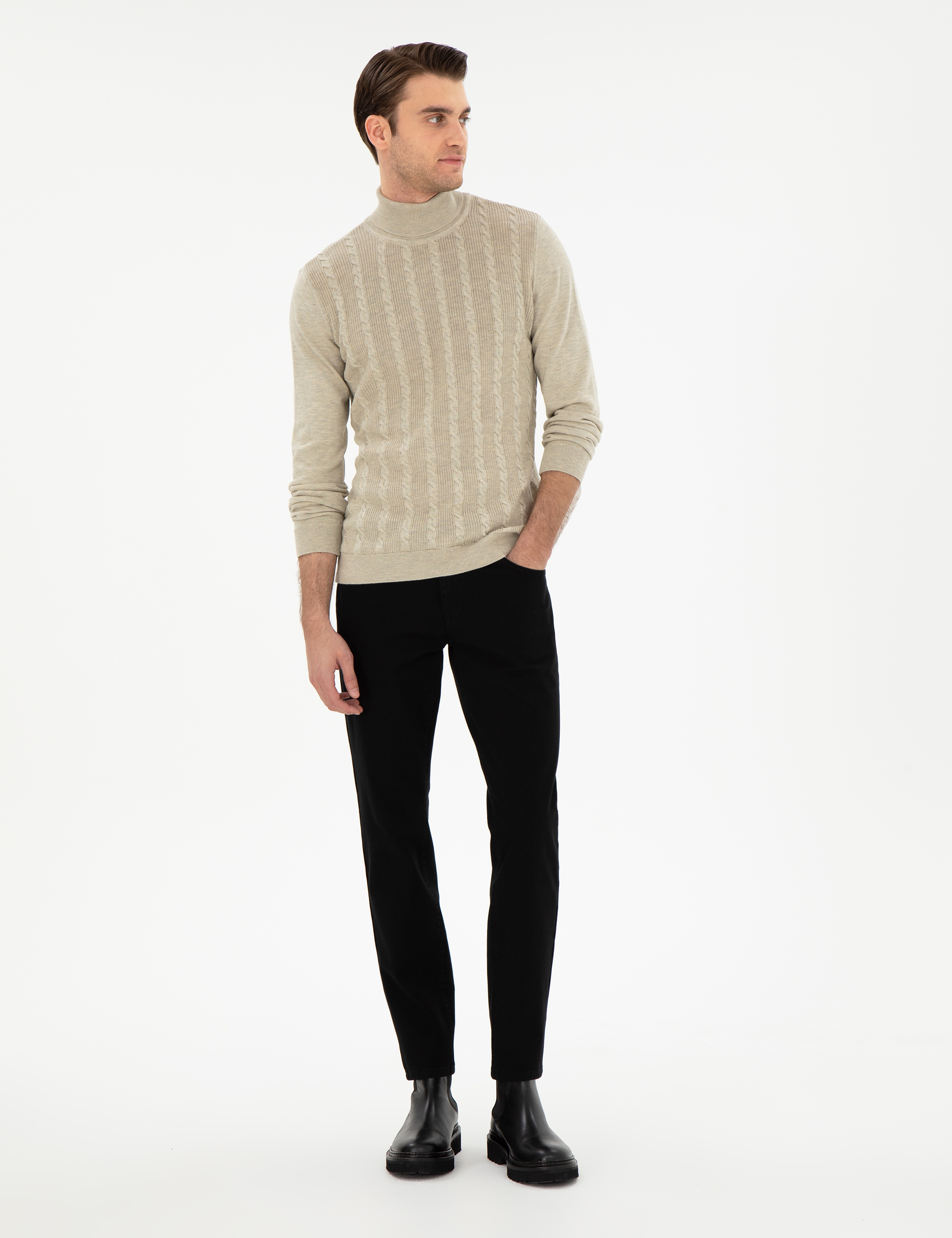 Siyah Slim Fit Jean Pantolon - Image 3