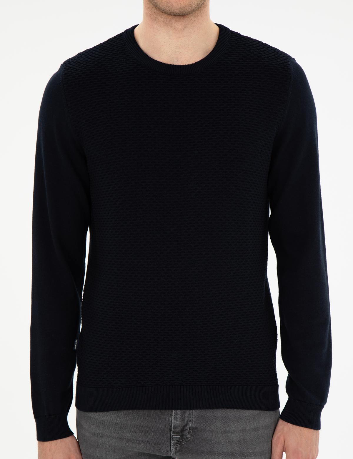 Açık Lacivert Slim Fit Bisiklet Yaka Triko Kazak - 50281819036