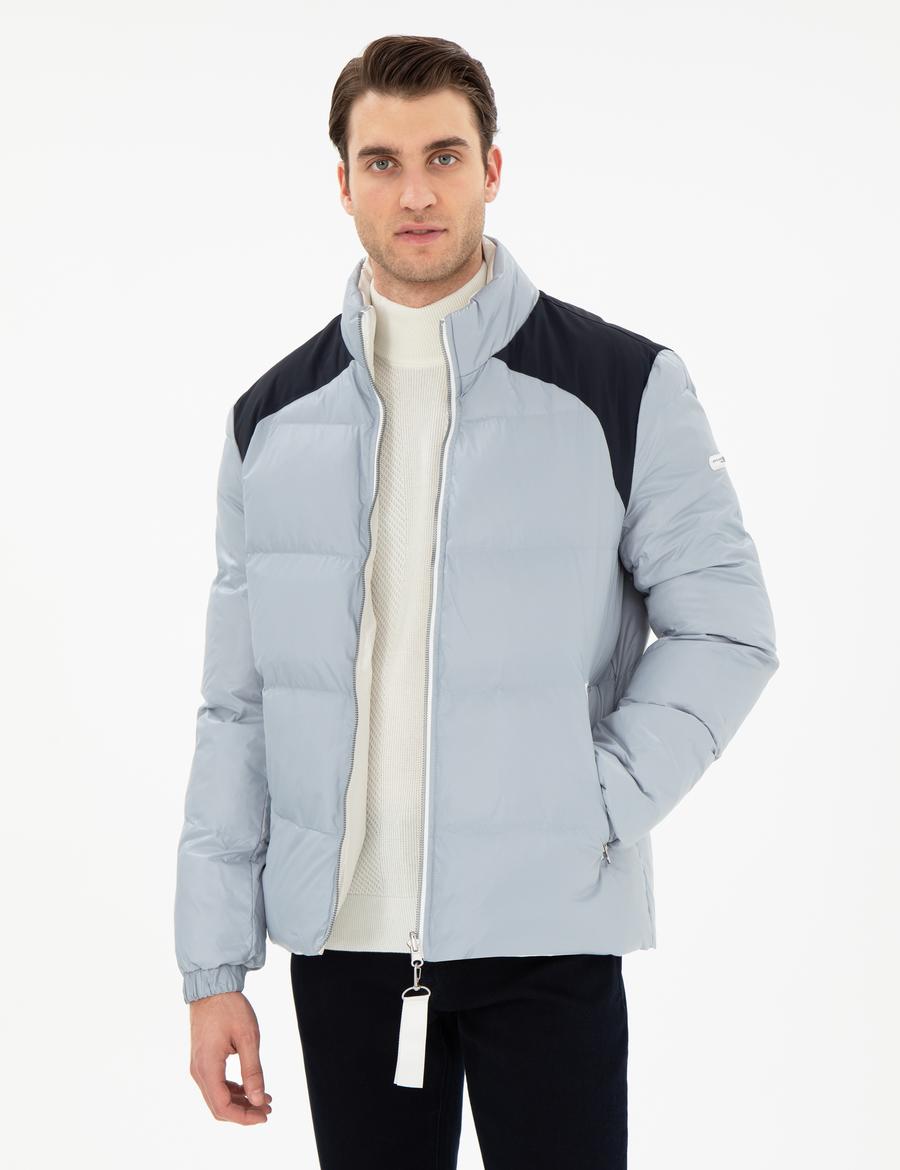 Lacivert Çift Taraflı Kaz Tüyü Mont