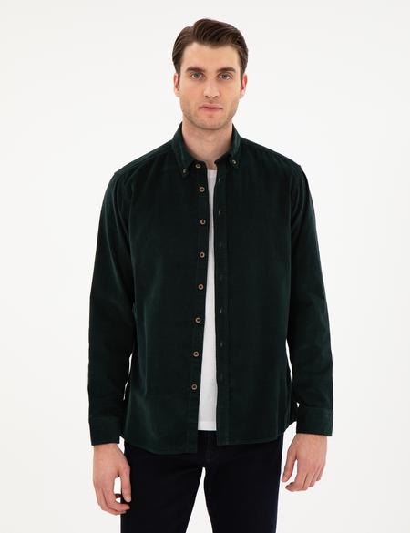 Yeşil Regular Fit Uzun Kollu Gömlek - 50292347025
