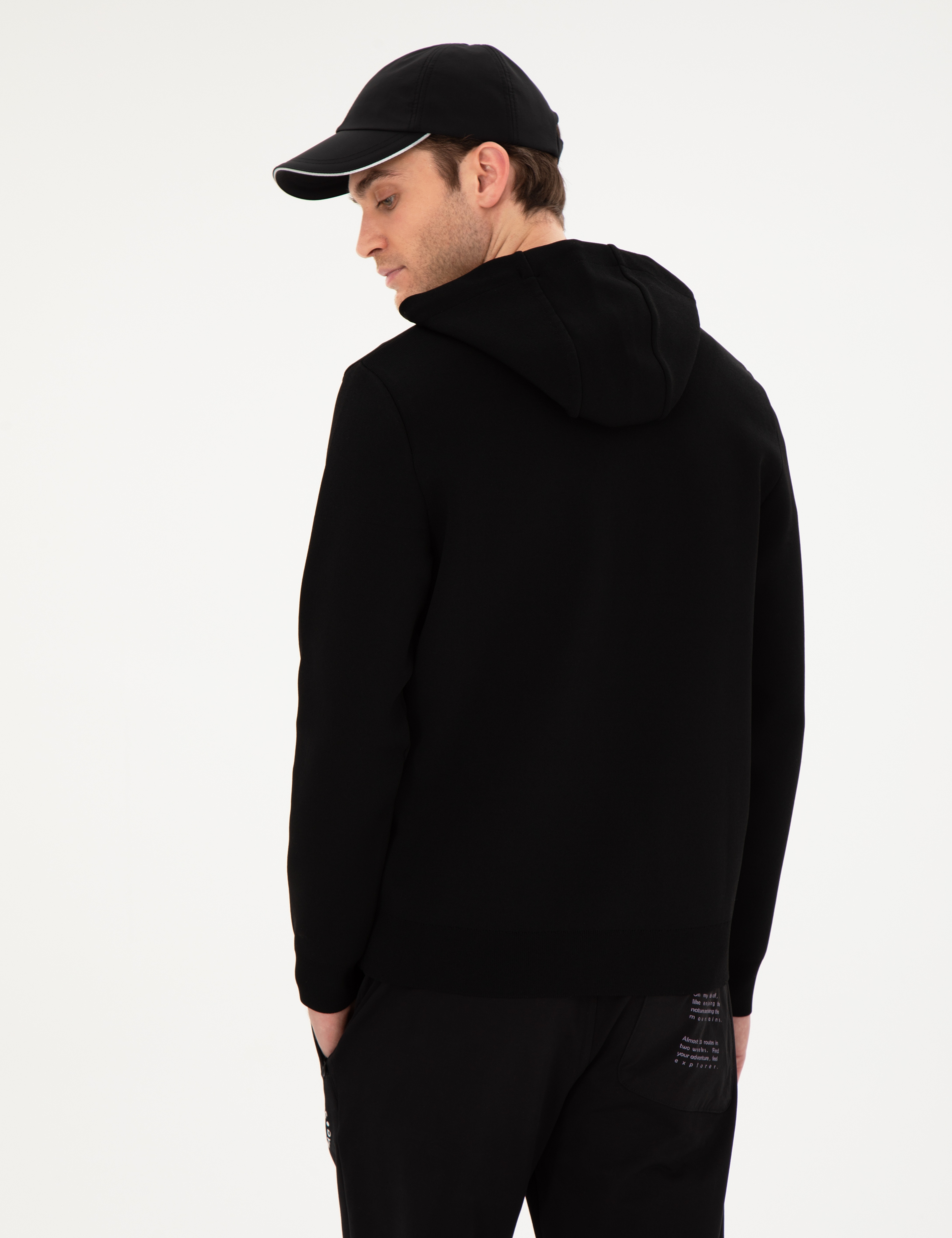 Siyah Regular Fit Yün Karışımlı Triko Hırka - Image 5