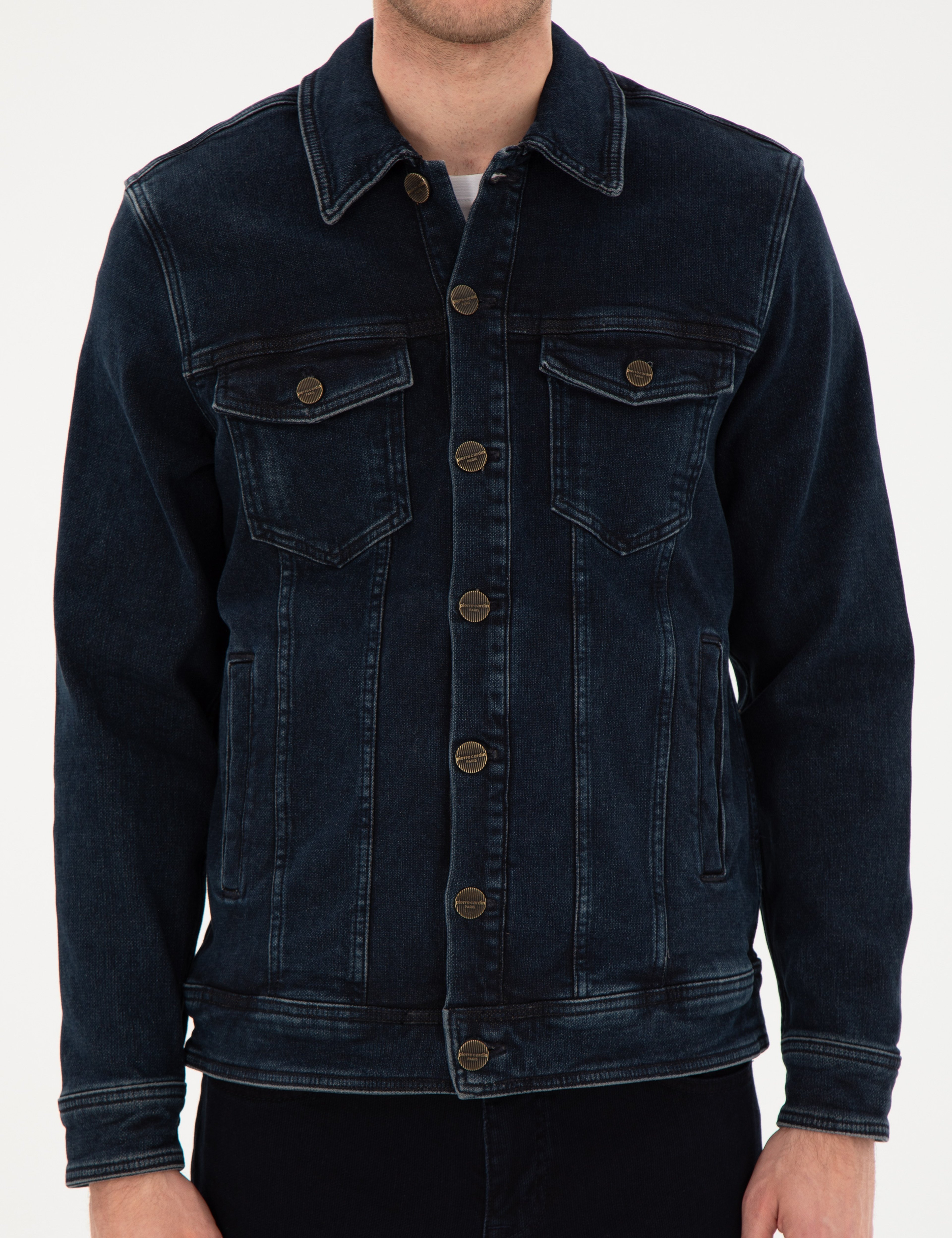 Lacivert Slim Fit Jean Ceket - Image 6