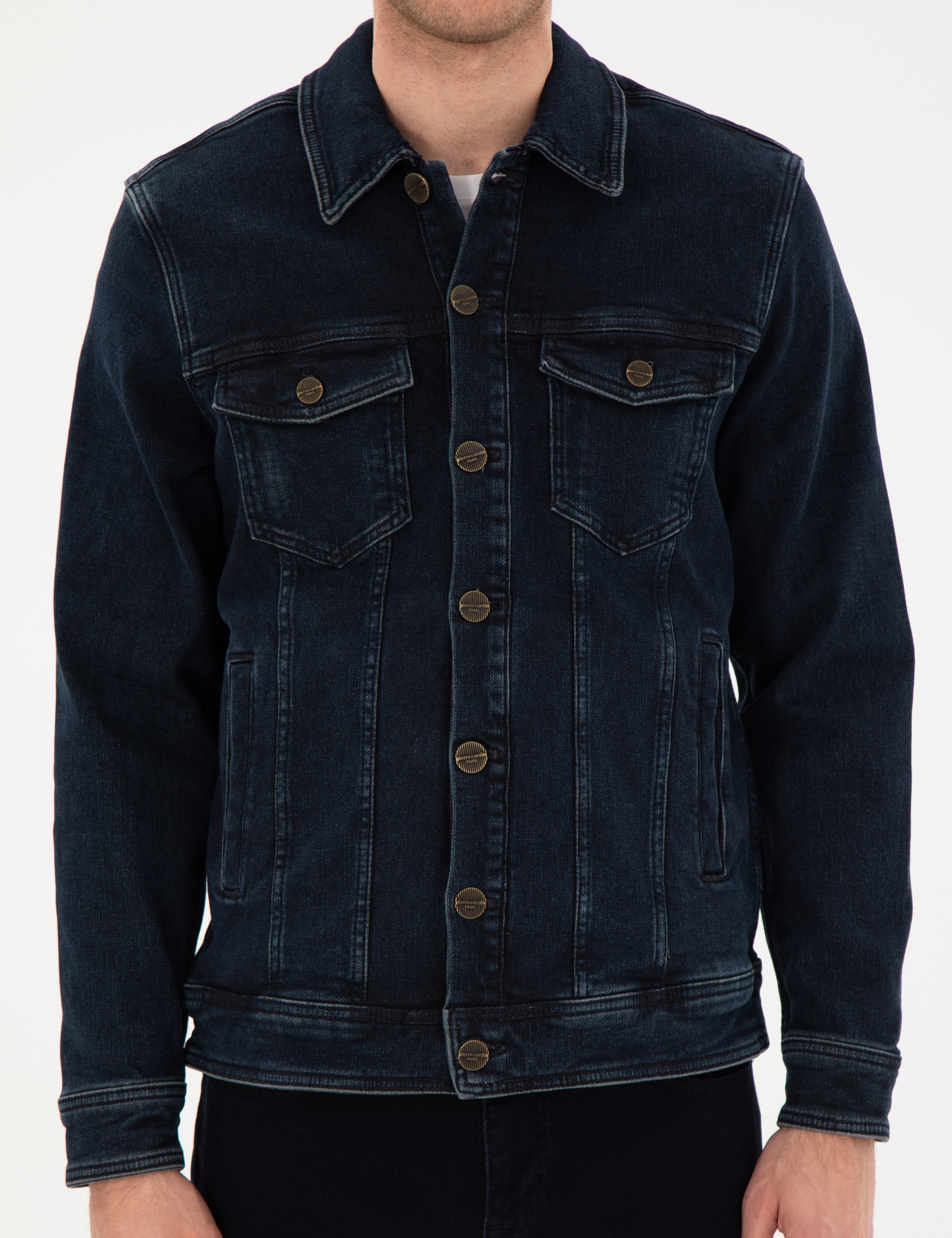 Lacivert Slim Fit Jean Ceket